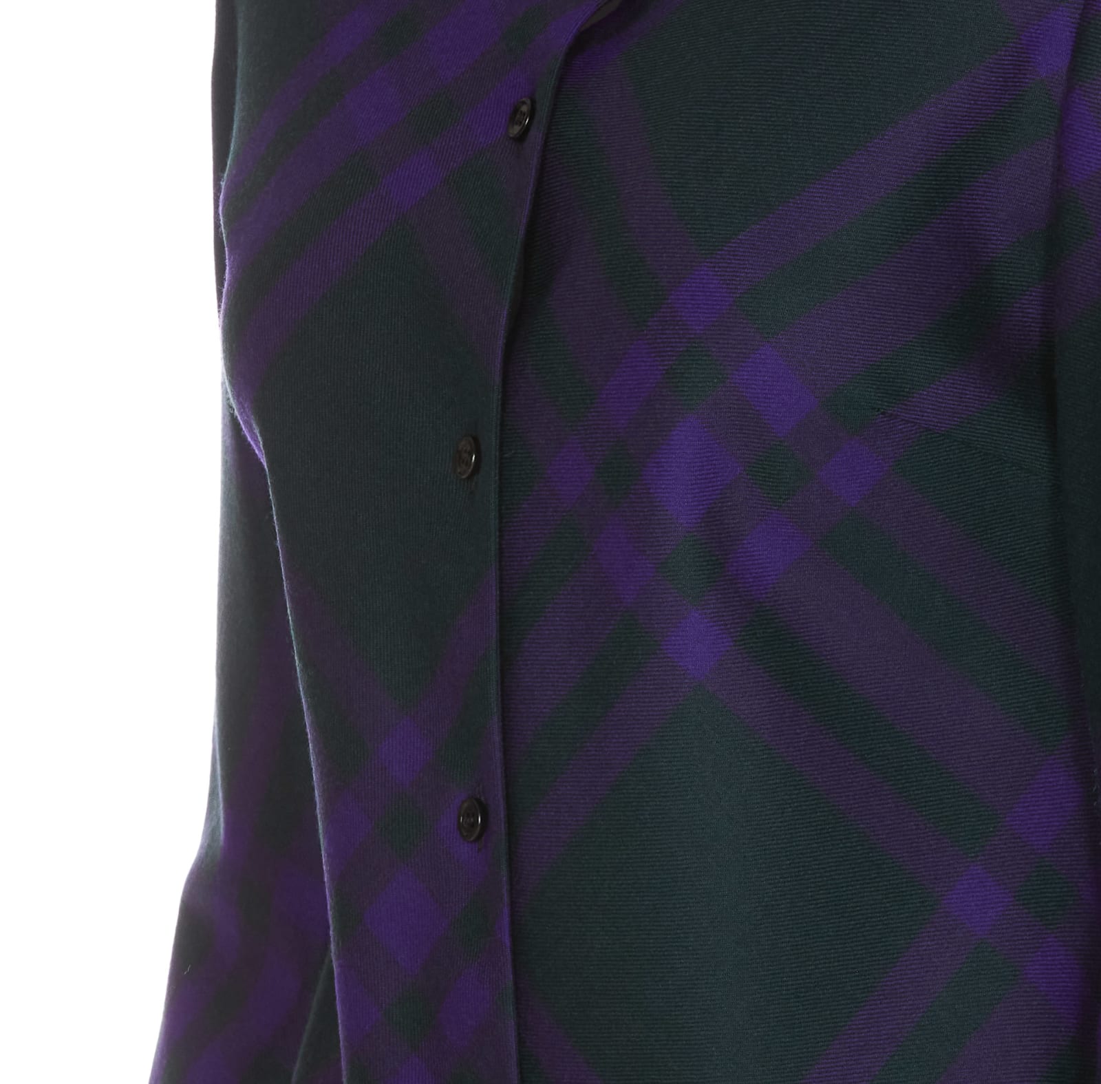 Burberry Long Sleeved Checked Shirt Dress In Purple