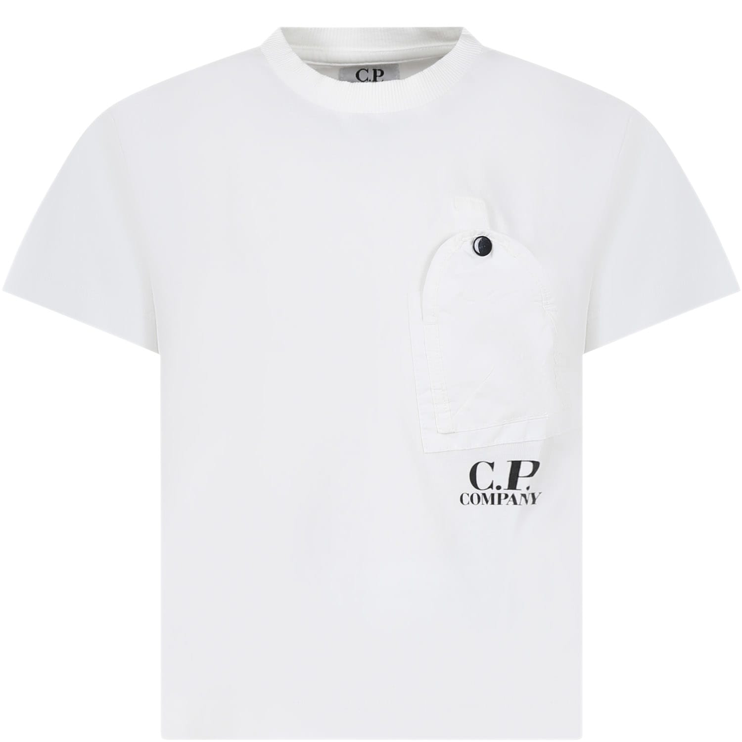 C.p. Company Undersixteen Kids' White T-shirt For Boy With Logo