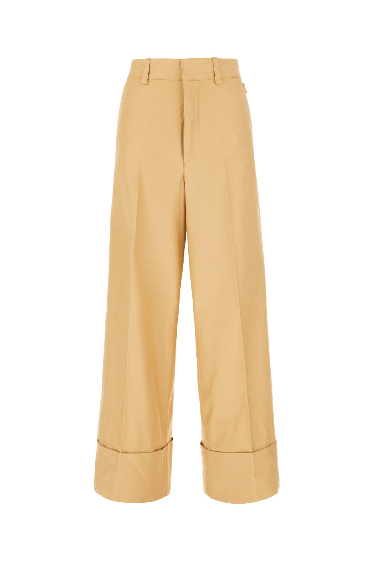 Shop Quira Camel Cotton Pants In Q0072