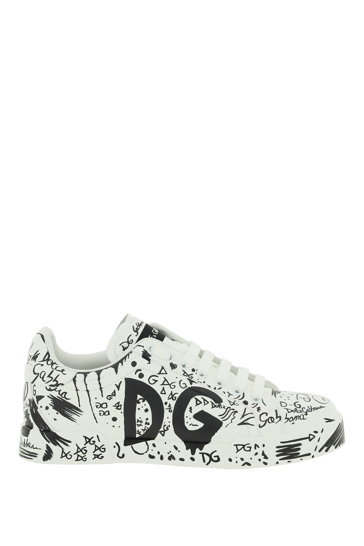 Dolce & Gabbana Hand-painted Leather Portofino Sneakers