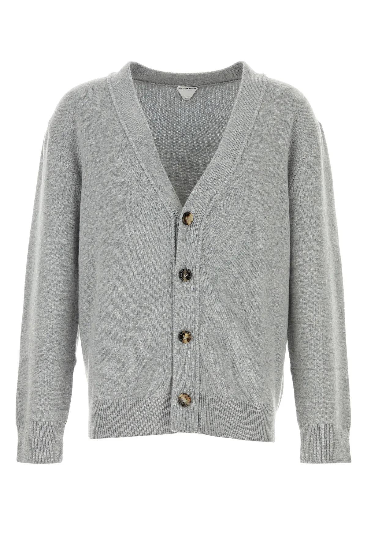 Shop Bottega Veneta Grey Cashmere Cardigan