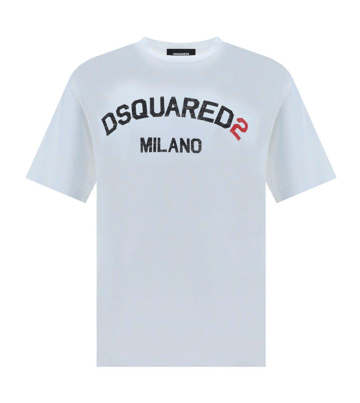 Shop Dsquared2 Logo Printed Crewneck T-shirt In White