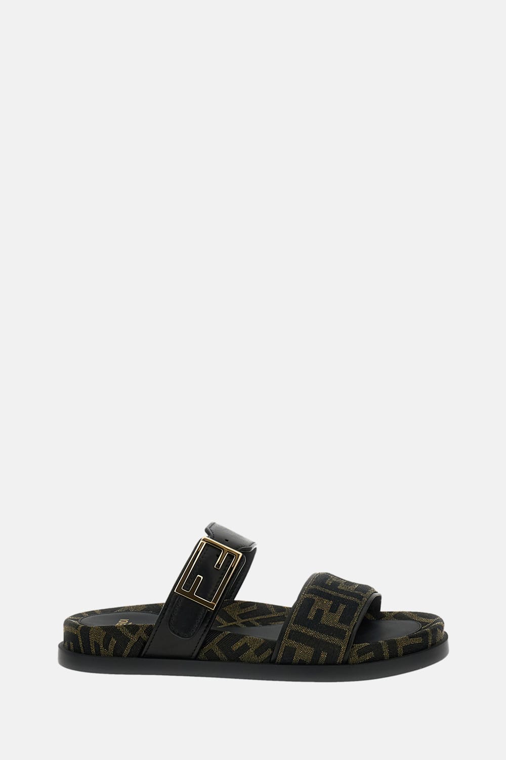 Fendi Leather Sandals With Double Strap And Buckle In Multi