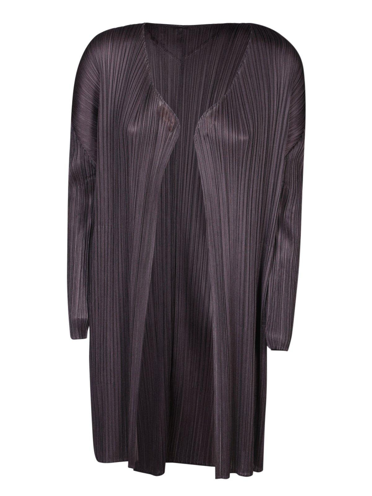 Pleats Please By Issey Miyake Pleated Open-front Coat