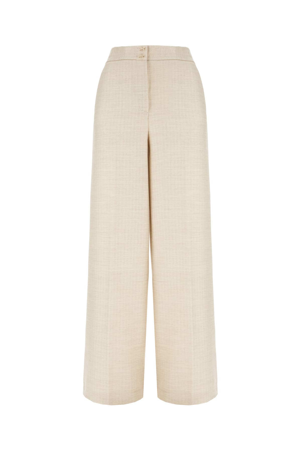 Genny Pastel Yellow Stretch Wool Blend Pants In Neutral