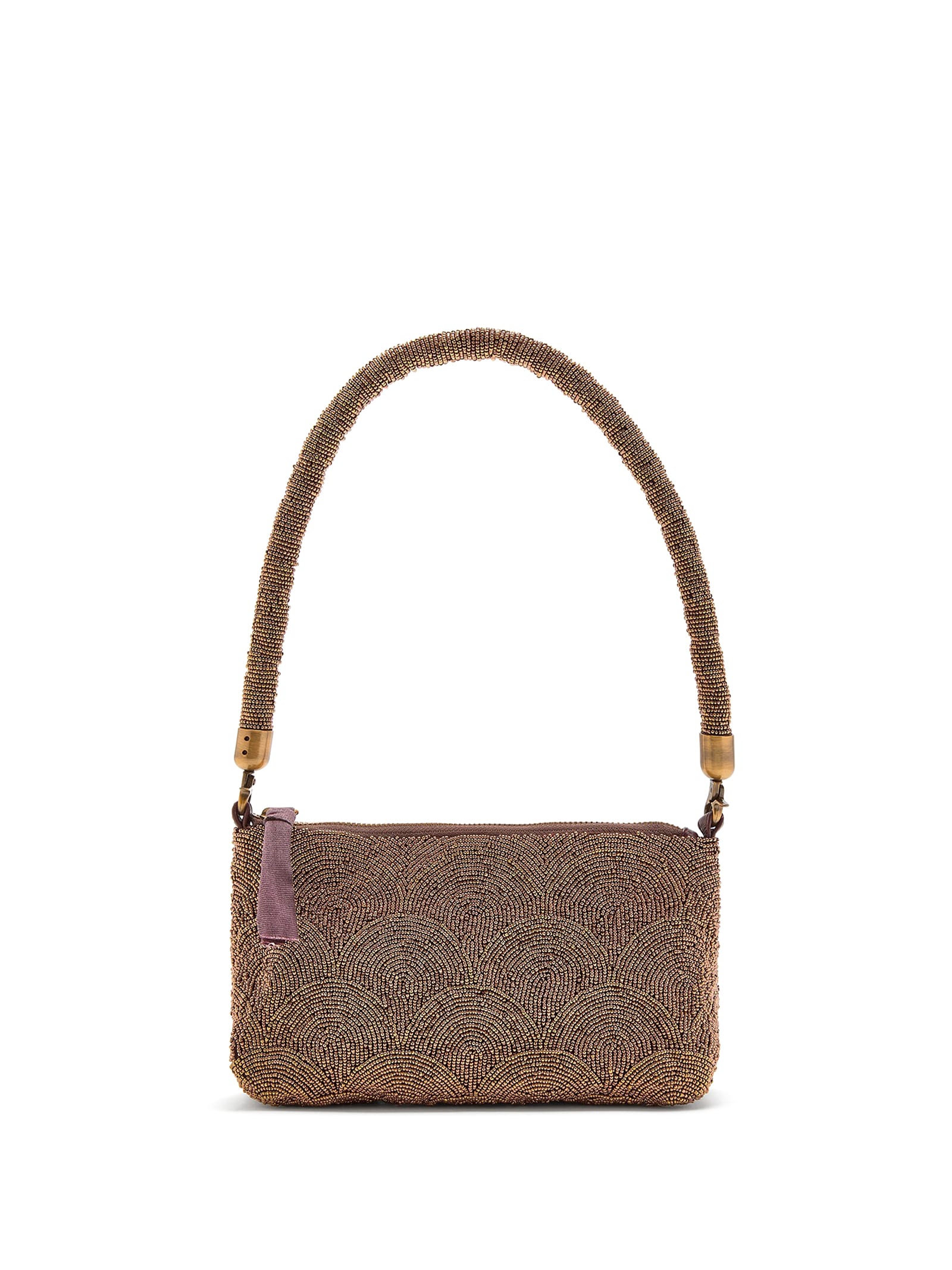 Shop Maliparmi Shoulder Bag With Hand-embroidered Beads In Bronzo