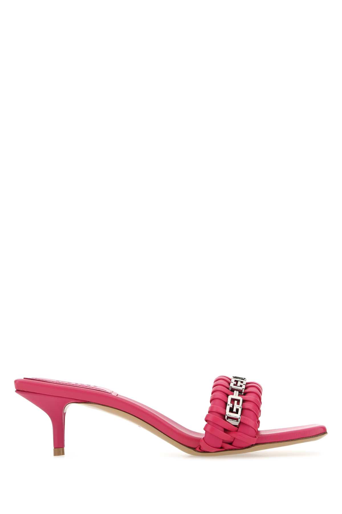 Shop Givenchy Fuchsia Nappa Leather G Woven Mules In 652