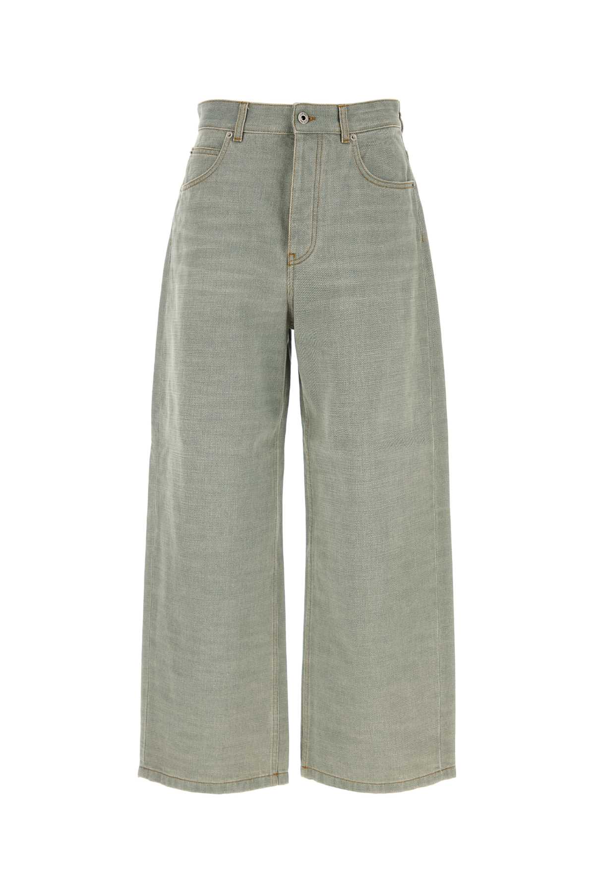 Loewe Relaxed Fit Wide Leg Denim Trousers In Green
