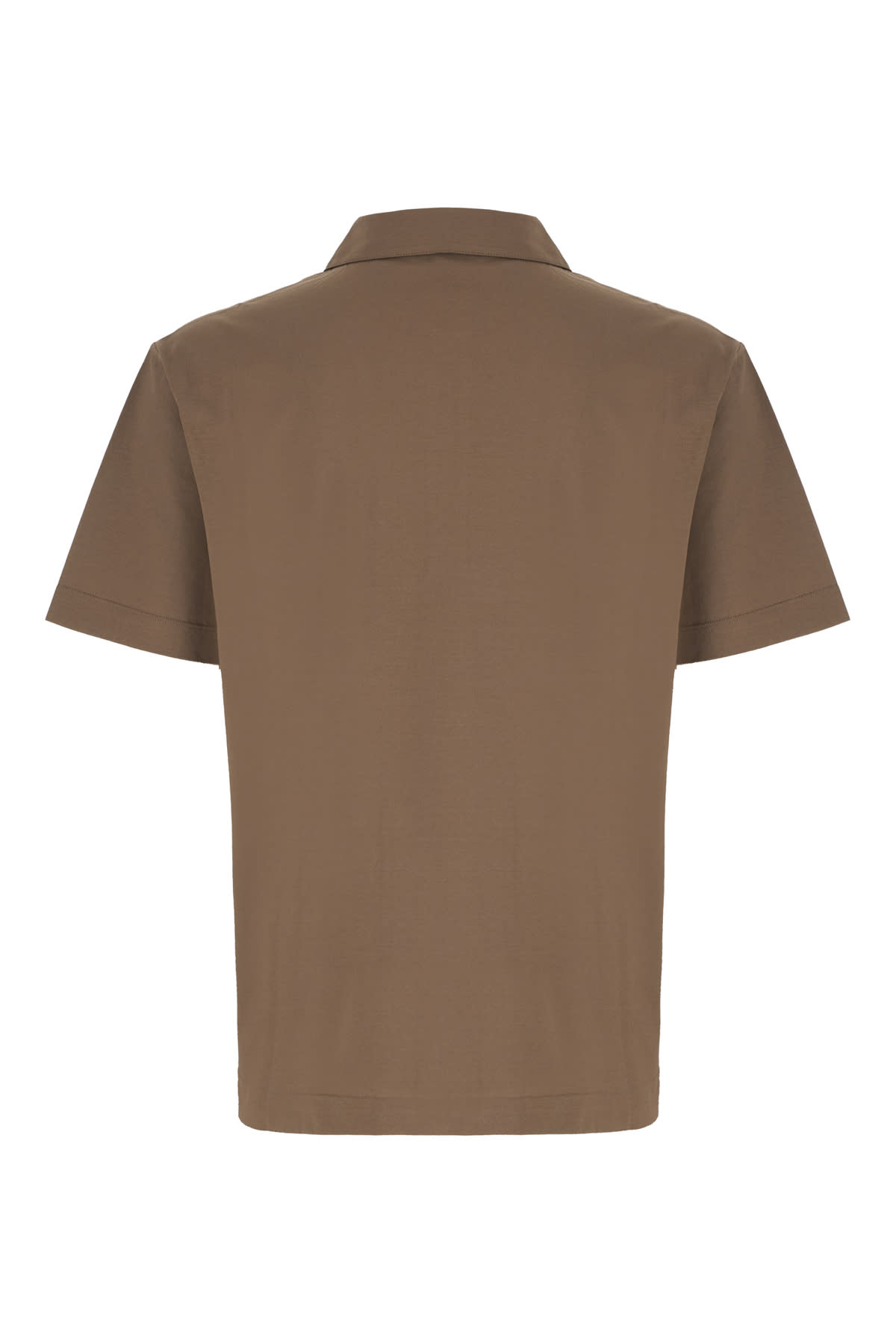 Ferragamo Signature Cotton Polo Shirt In Concrete