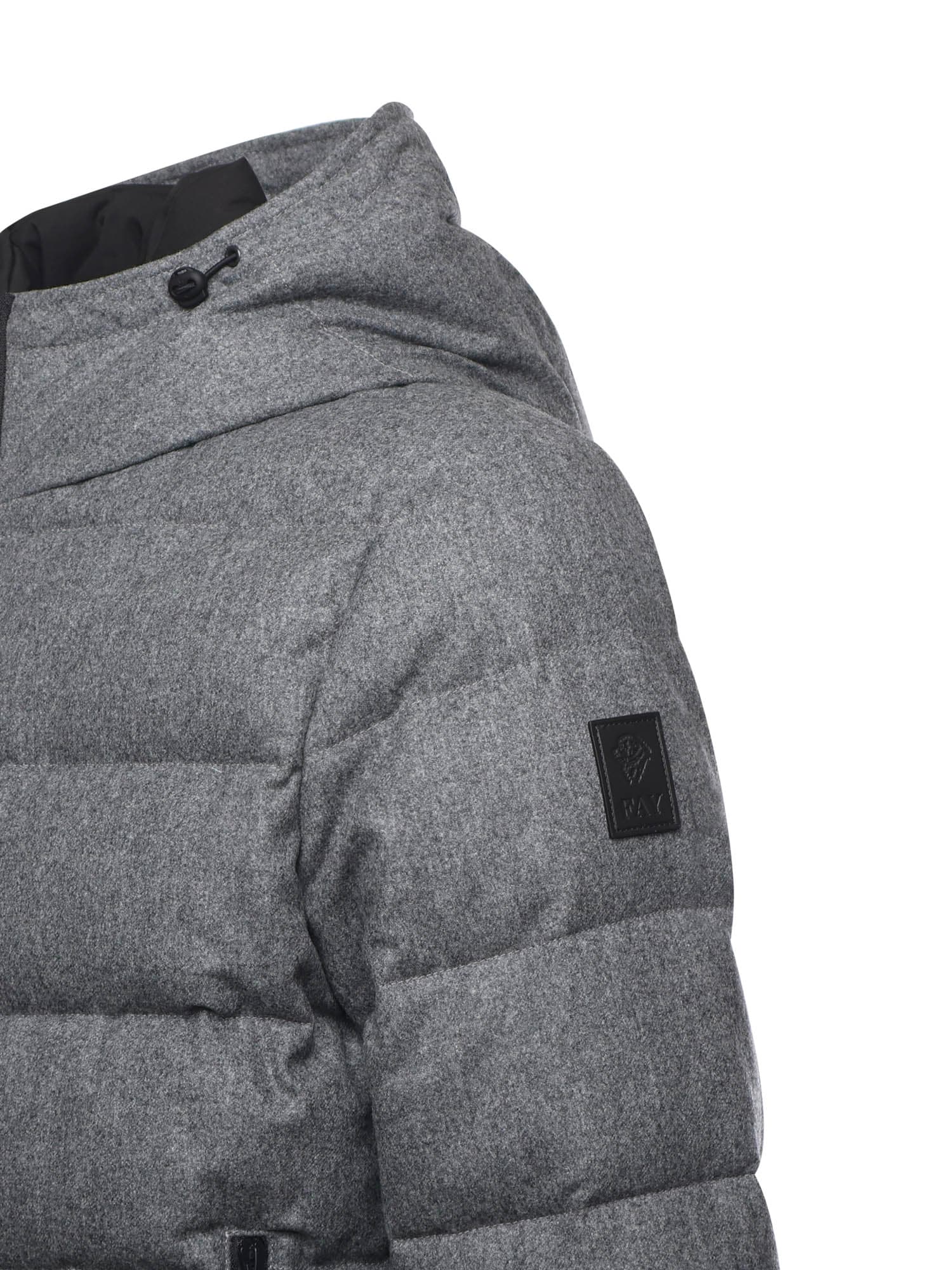 Fay Double-front Down Jacket In Carded Wool Flannel In Gray