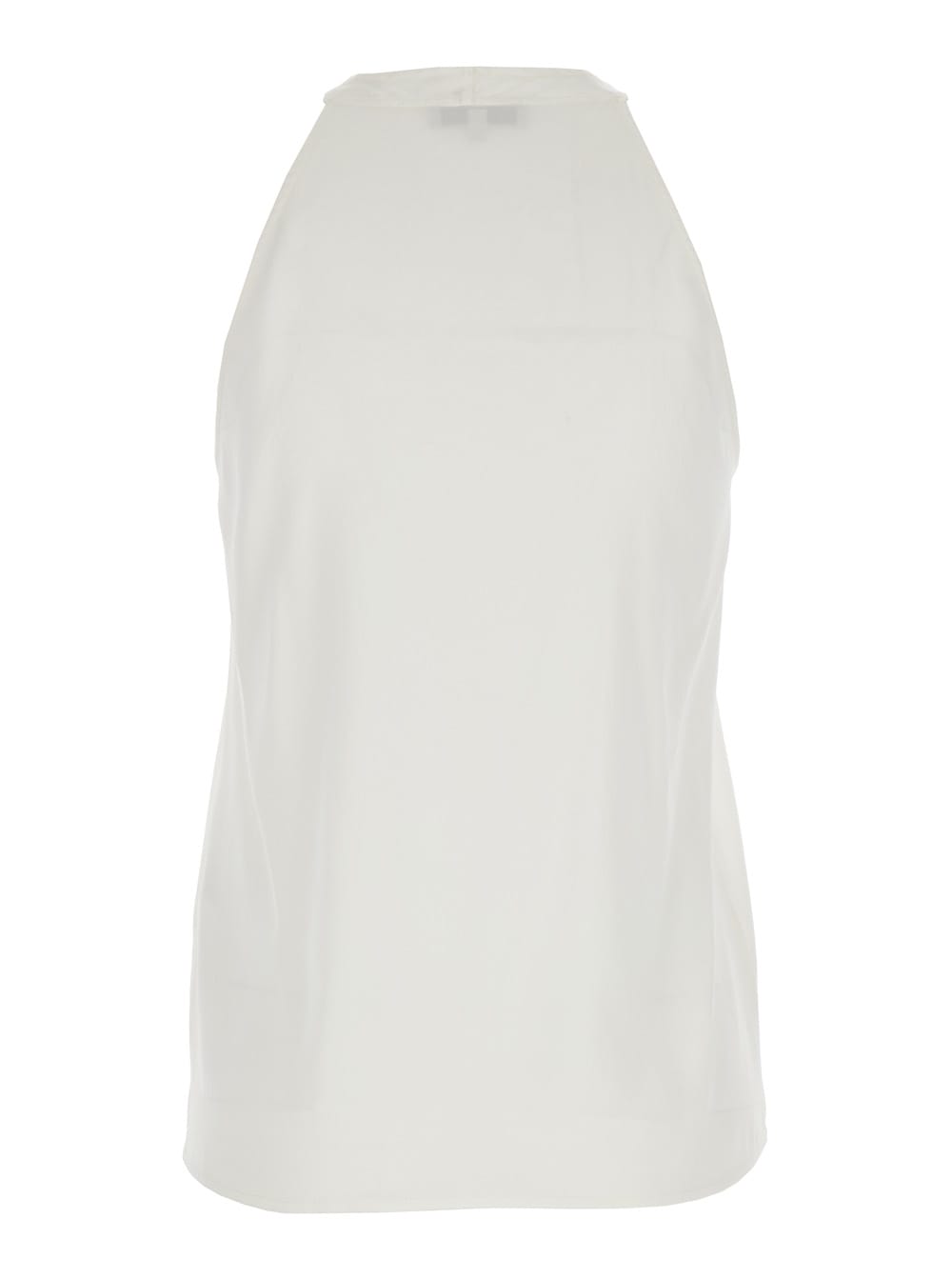 Shop Antonelli White Sleeveless And Flared Top In Silk Blend Woman