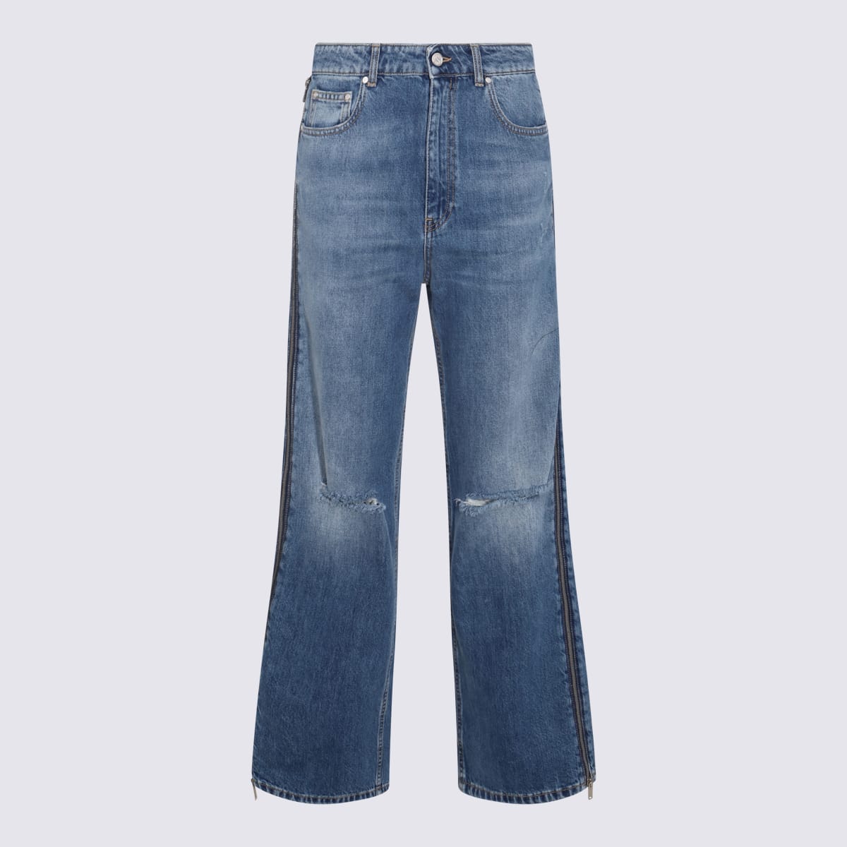 Shop Stella Mccartney Mid Blue Denim Wide Leg Jeans