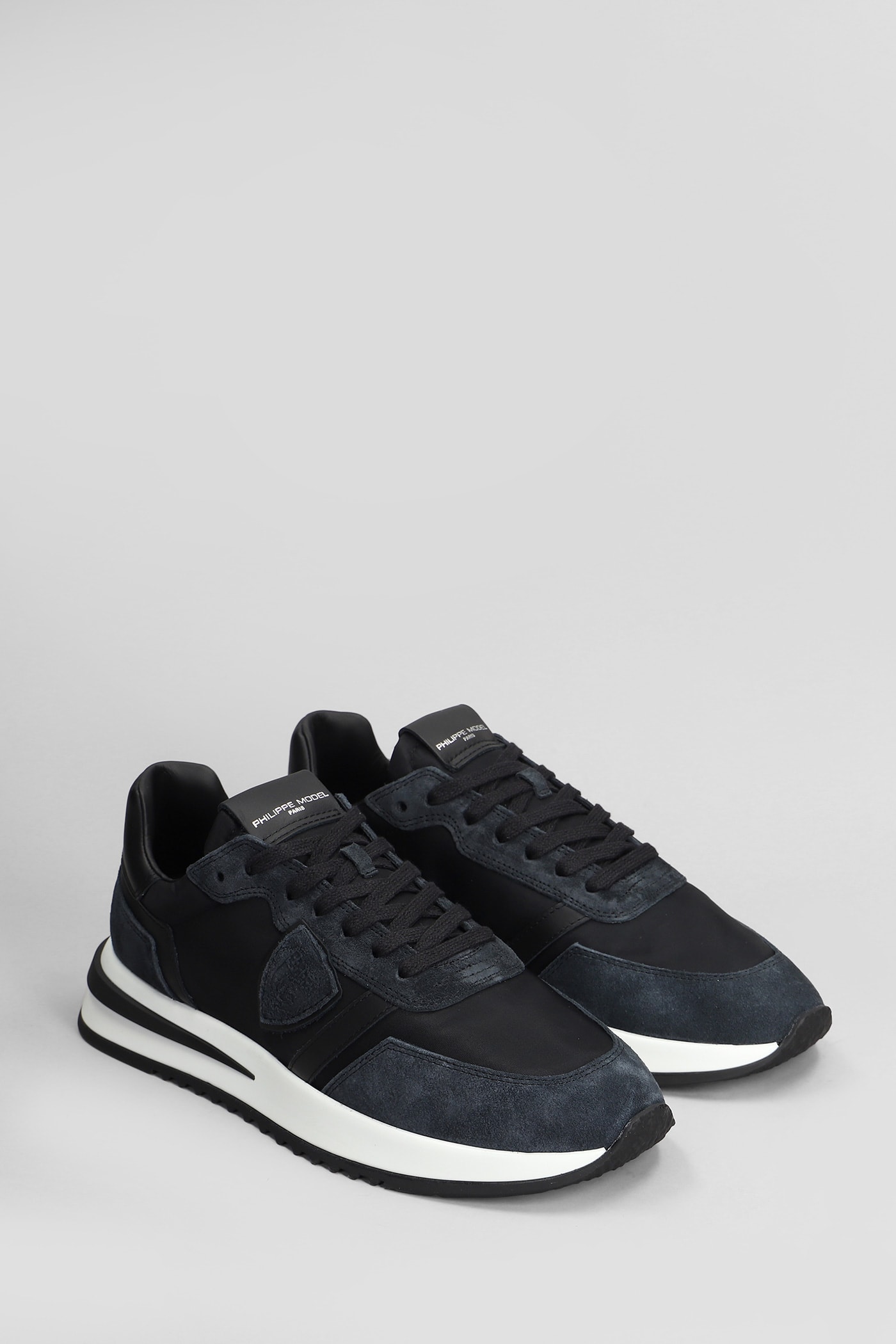 Philippe Model Tropez 2.1 Low Sneakers In Black Suede And Fabric In Black
