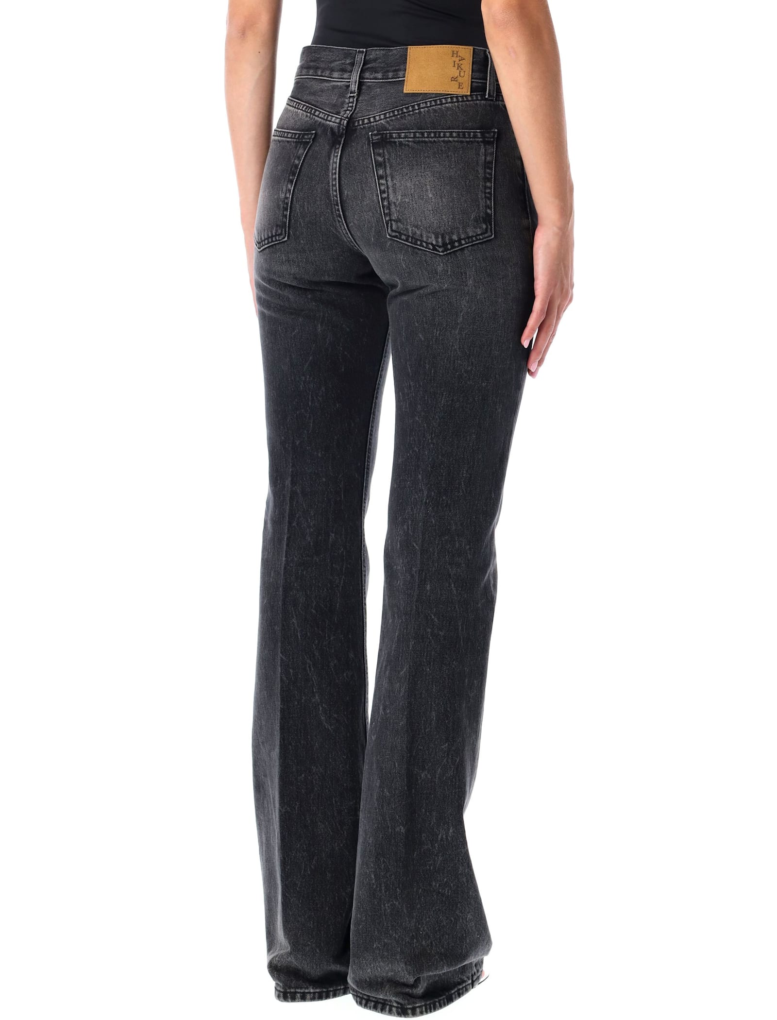 Haikure Flora Rigid High-rise Flared Jeans In Black
