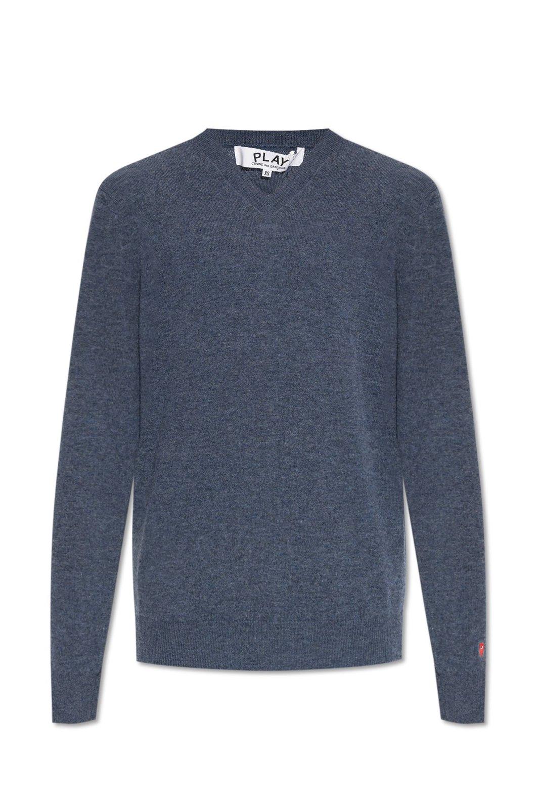 Comme des Garçons Play Heart Patch V-neck Jumper