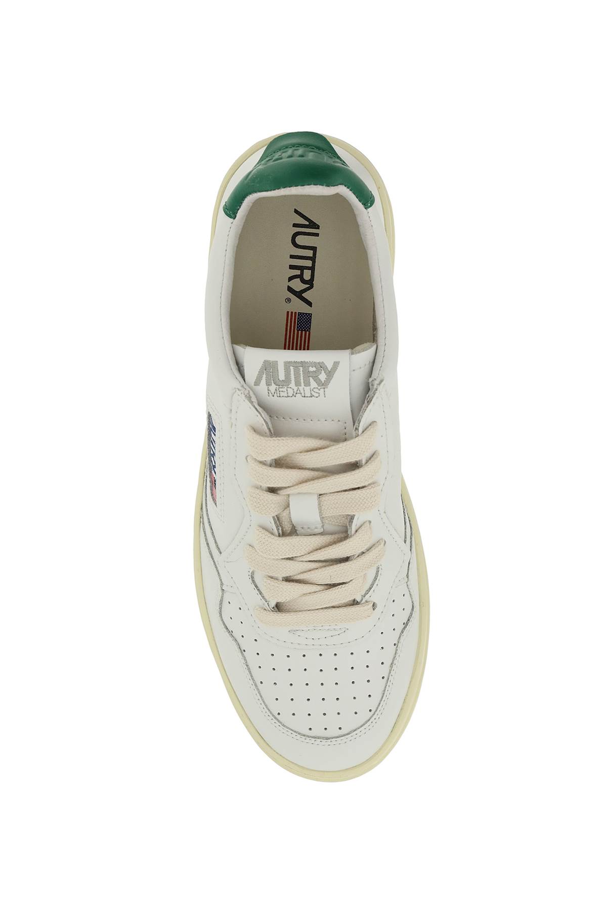 Autry Low-top Sneakers With Mixed Textures And Contrast Heel Tab In White