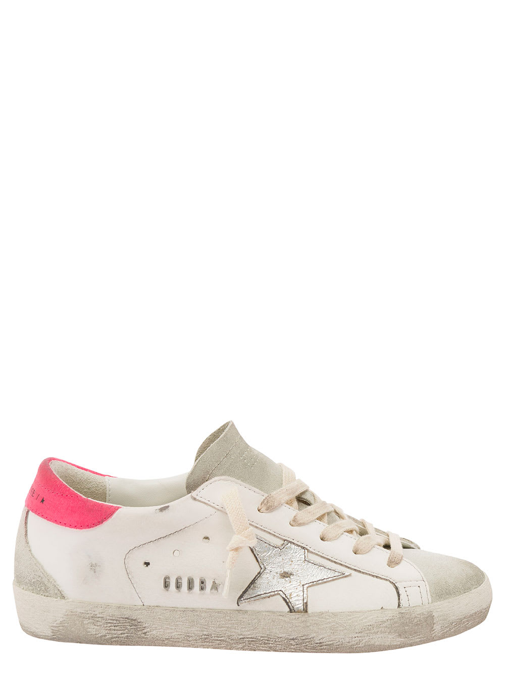 GOLDEN GOOSE SUPERSTAR WHITE LOW TOP VINTAGE EFFECT trainers WITH STAR DETAIL IN LEATHER WOMAN