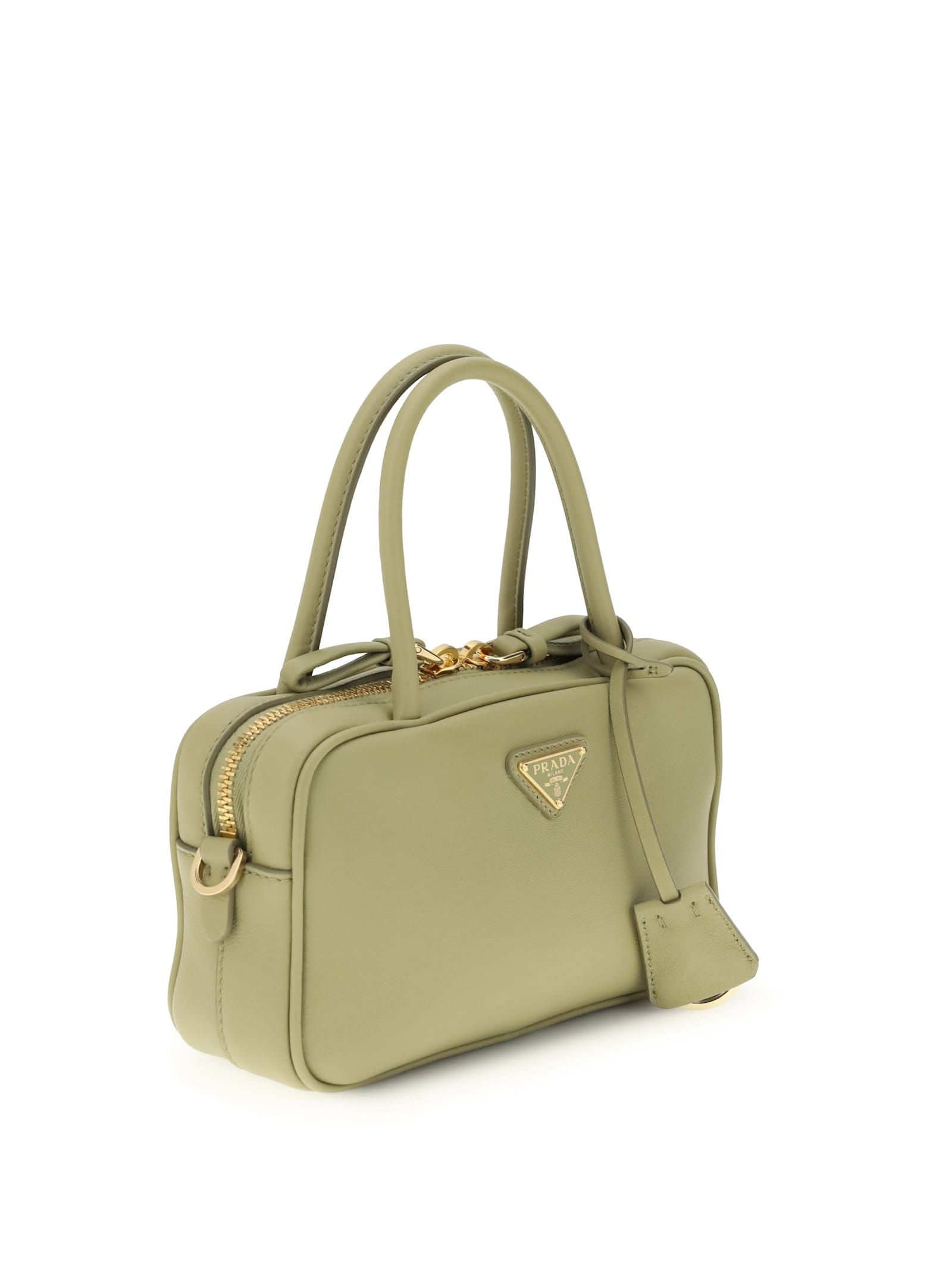 Prada Leather Handbag In Green