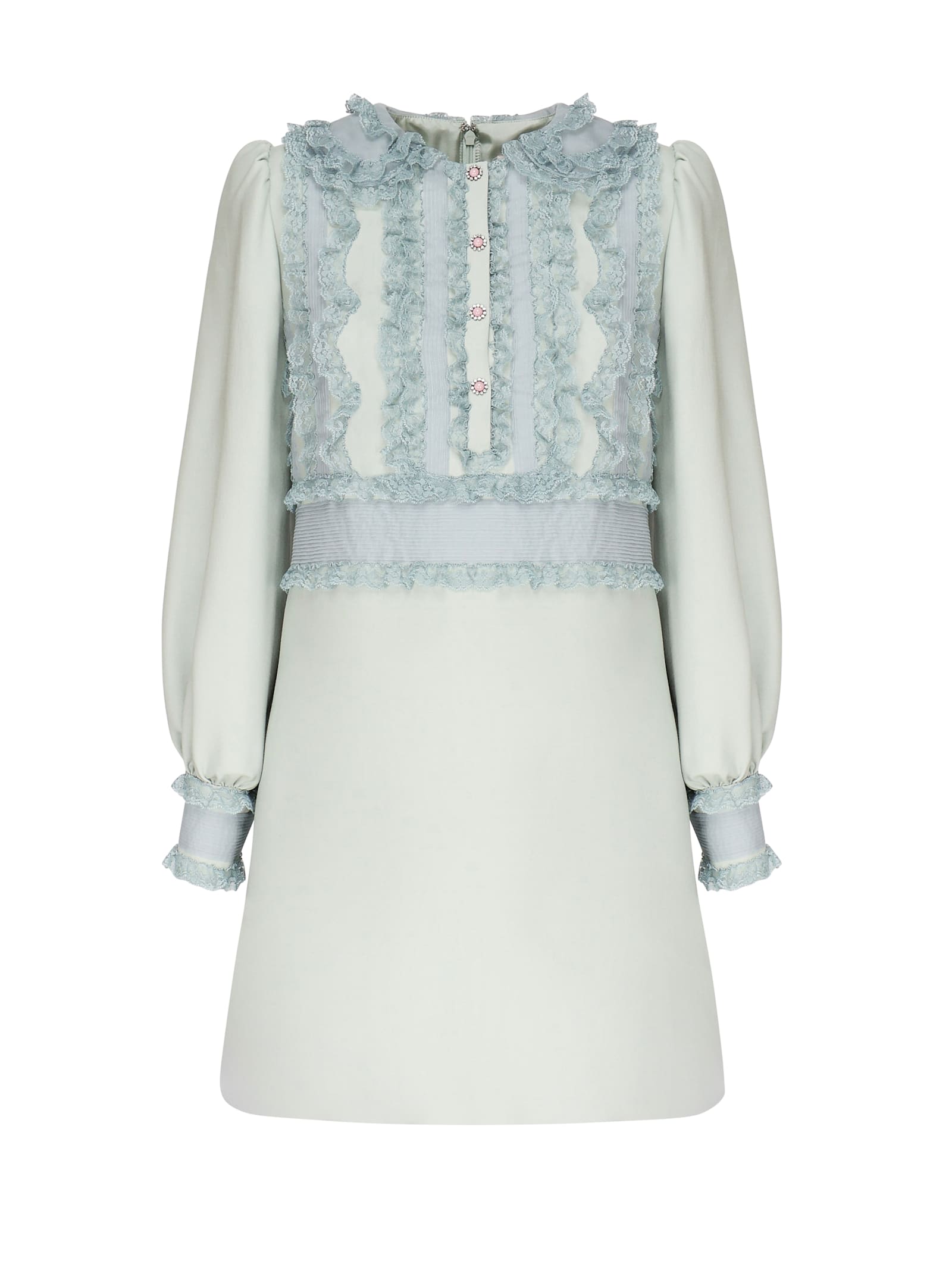 Valentino Besticktes Kleid Aus Crepe Couture Frau Dirty Sage 36 In Blue