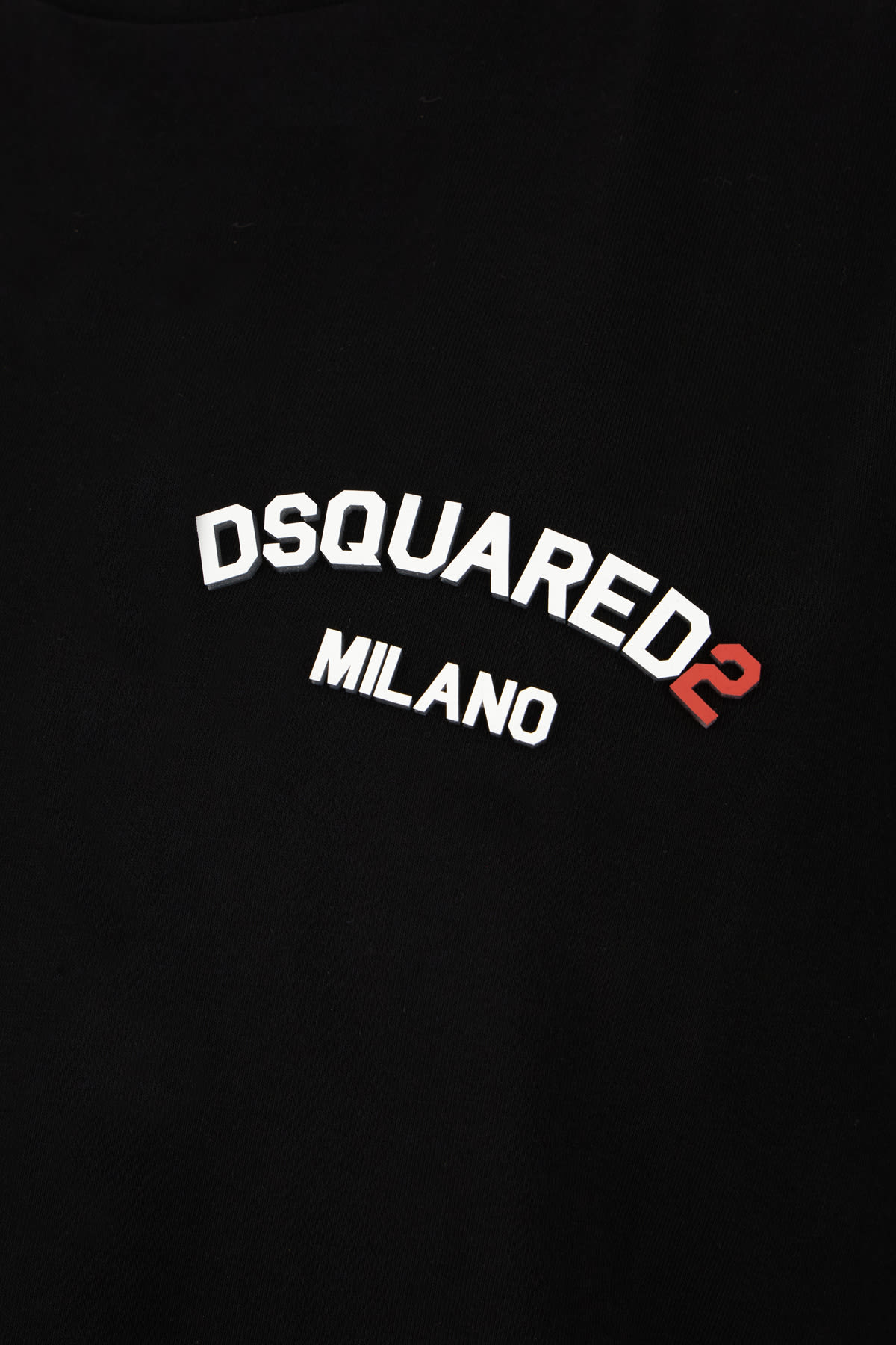 Dsquared2 Black Crewneck T-shirt With Front Logo And Graphic Print On The Back In Cotton Man In Black