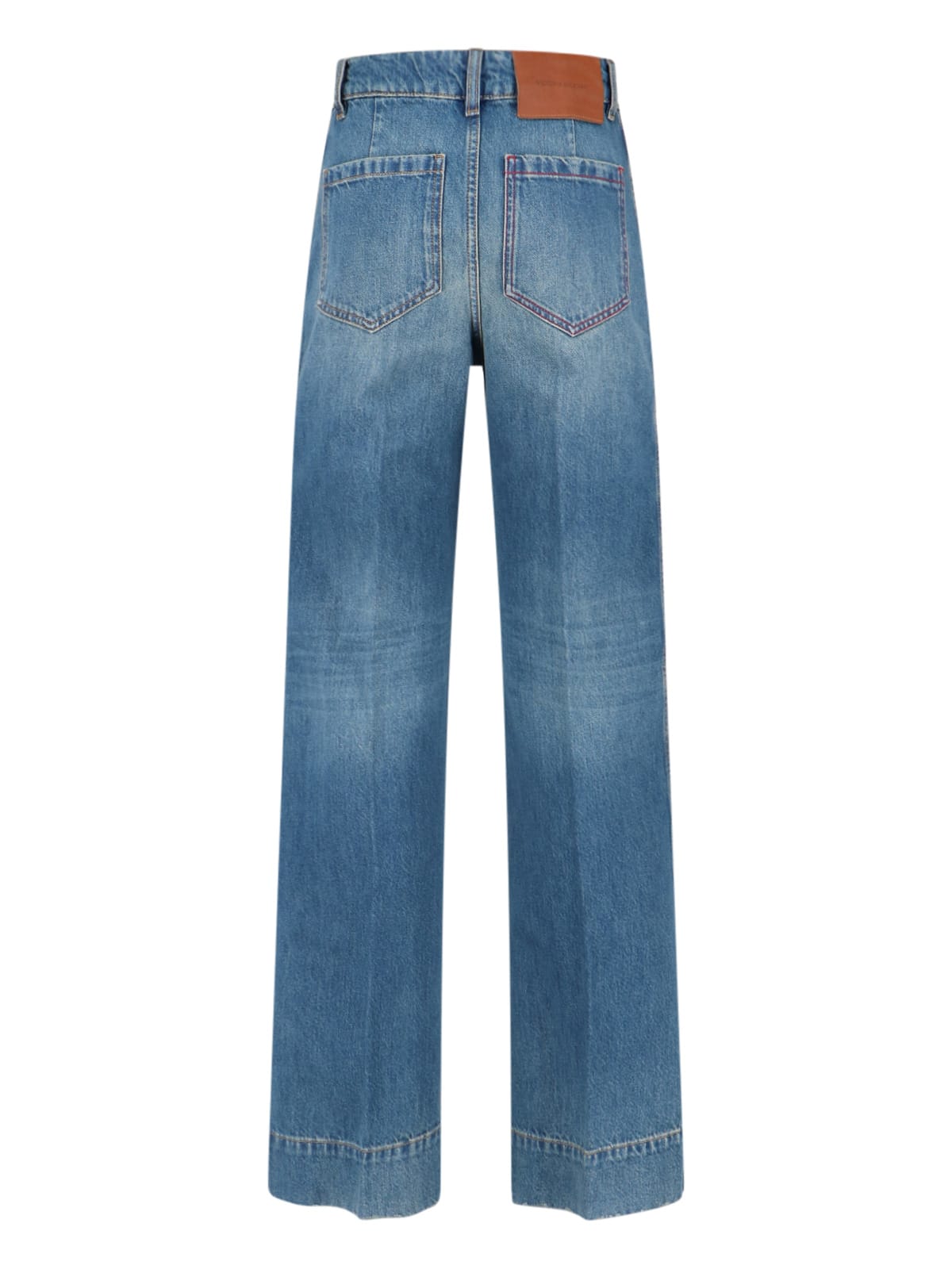 Victoria Beckham 'alina' Blue Jeans With Pockets And Logo Applied On The Front