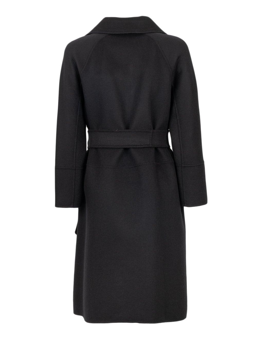 S Max Mara Tied-waist Coat In Black