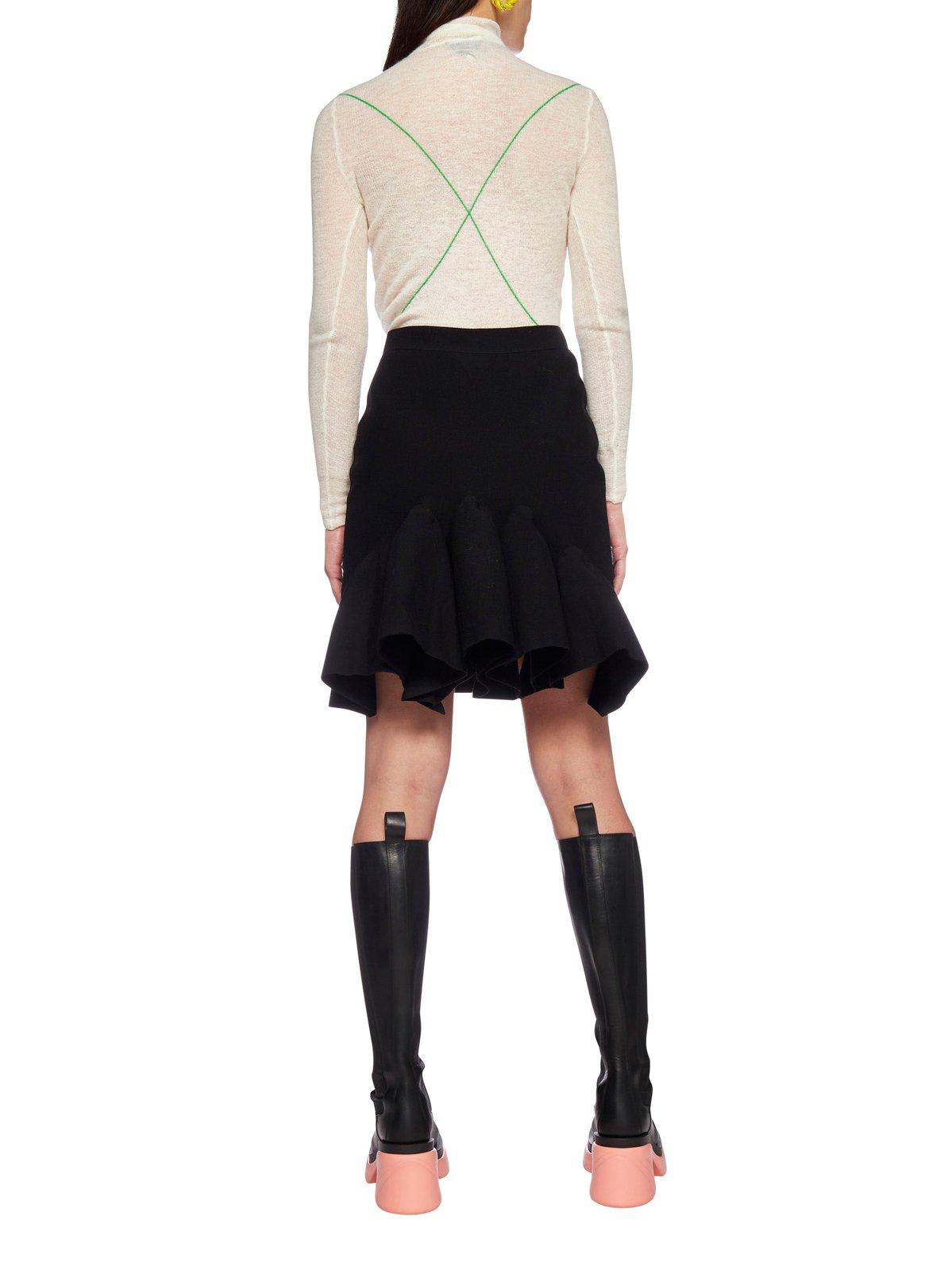 Shop Bottega Veneta A-line Ruffled Skirt In Black