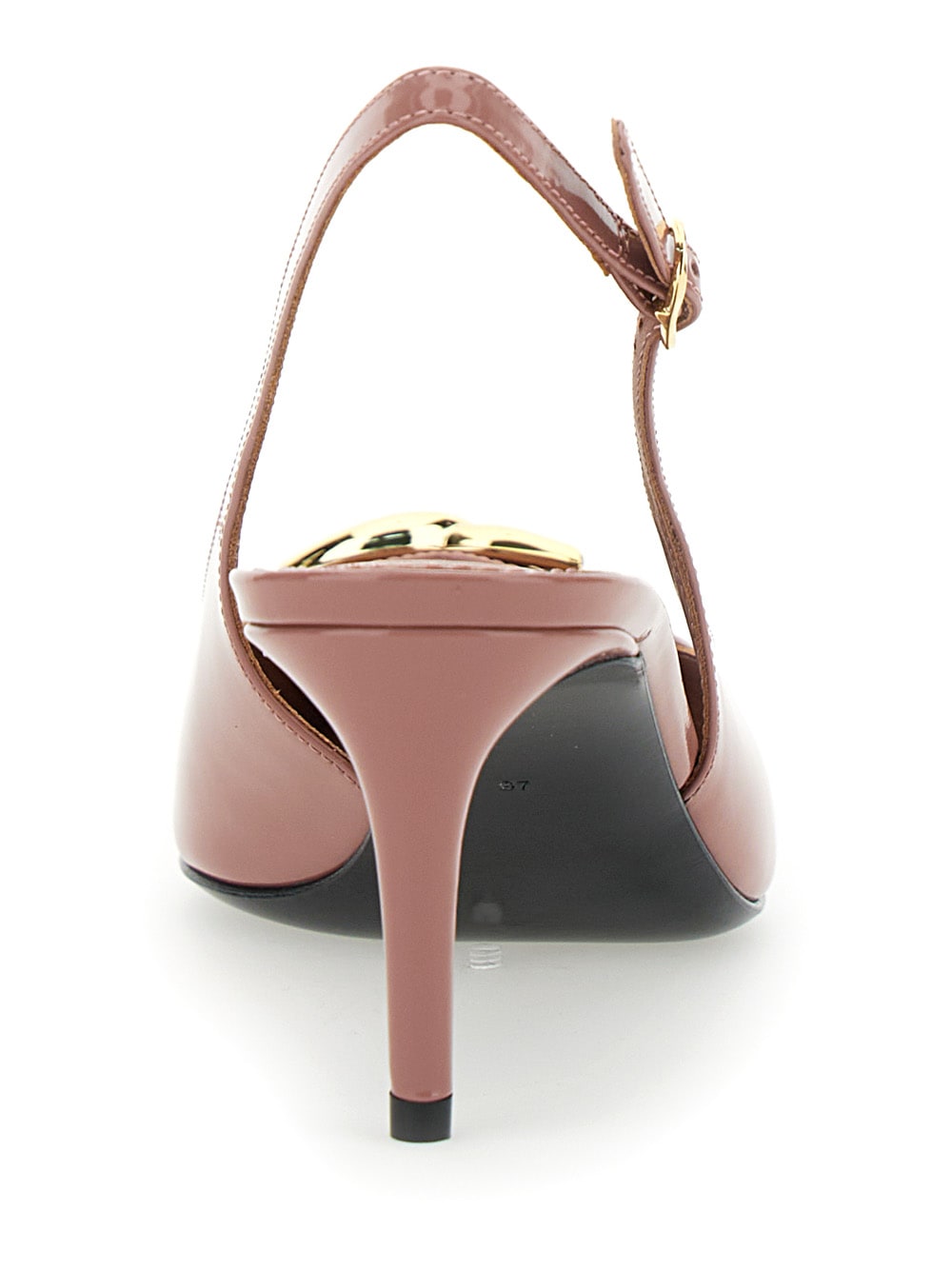 Shop Dolce & Gabbana Pink Slingback With Metallic Logo In Patent Leather Woman