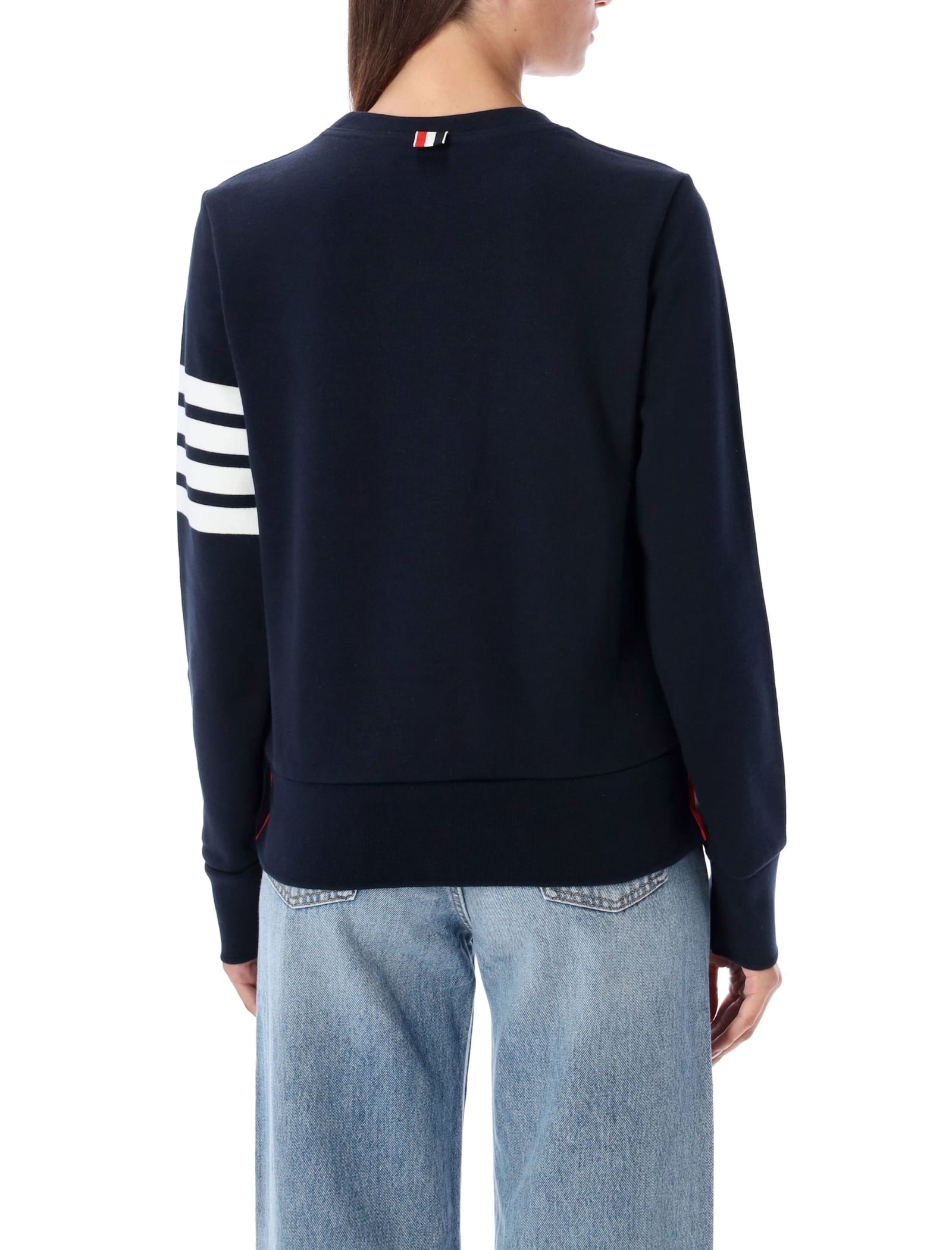 Shop Thom Browne Crewneck Sweatshirt In Navy