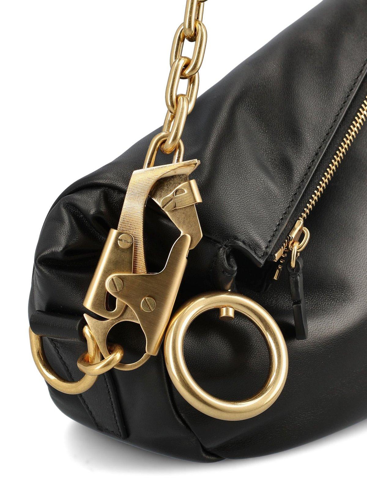 Shop Burberry Small Knight Chain-linked Shoulder Bag In Black