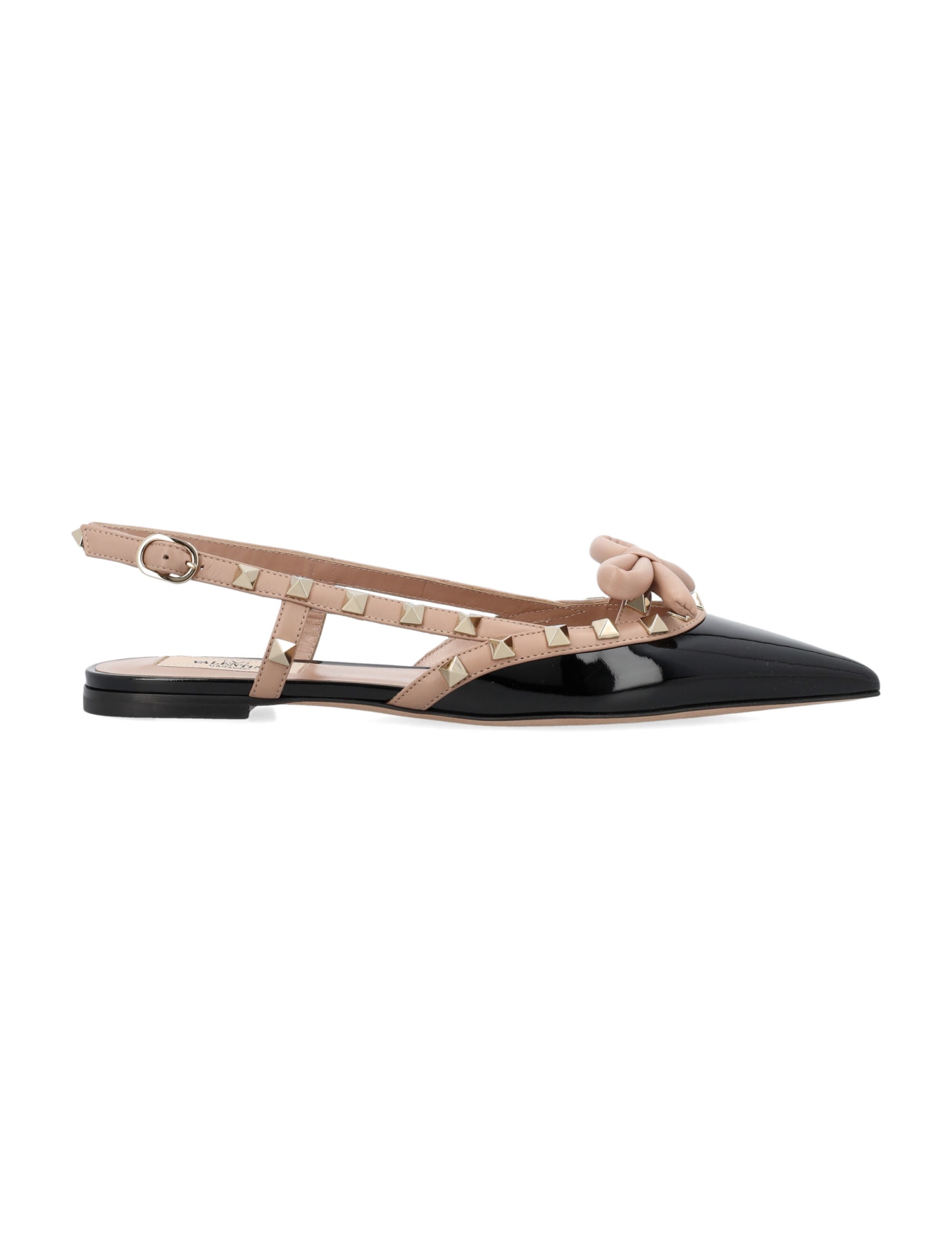 Valentino Rockstud Bow Slingback Ballerina In Rose Cannelle