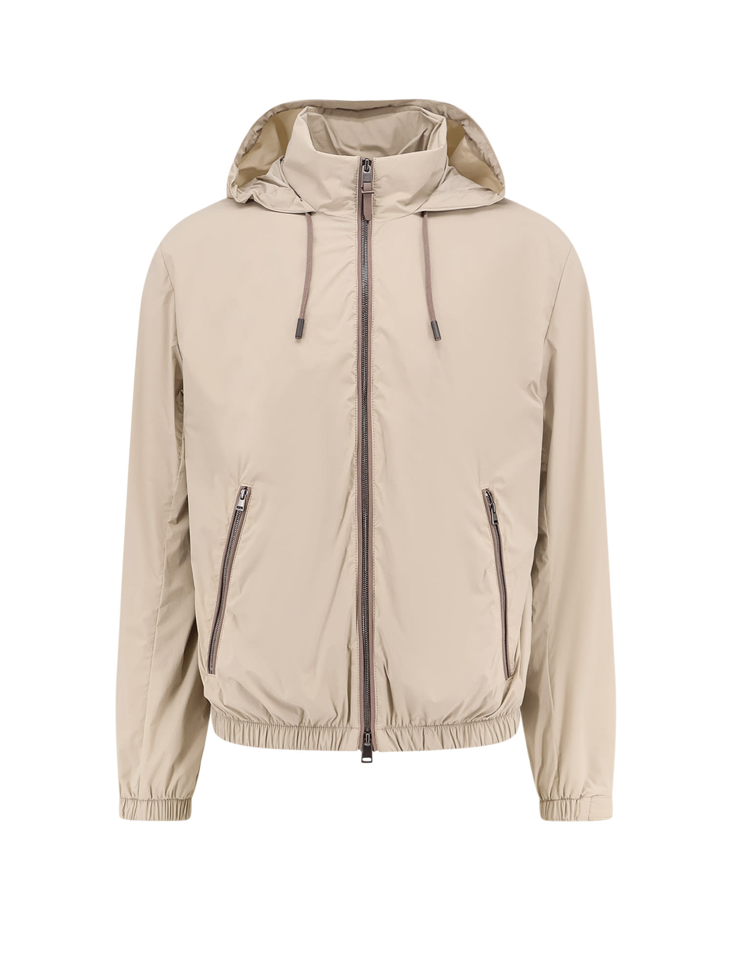Hugo Boss Nylon Jacket With Hood And Pockets In Multi