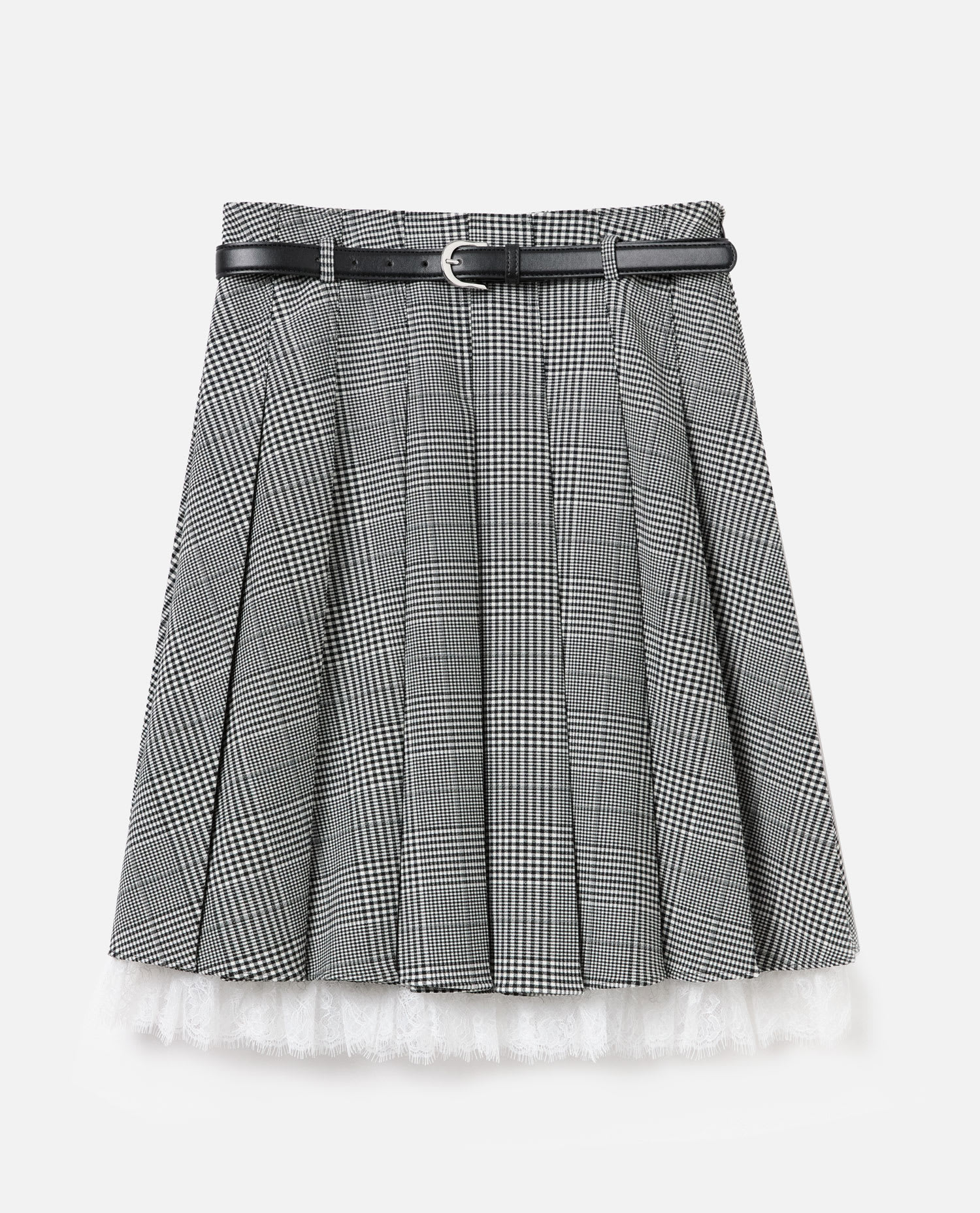 Self-portrait Prince Of Wales Check Pleated Midi Skirt In Gray