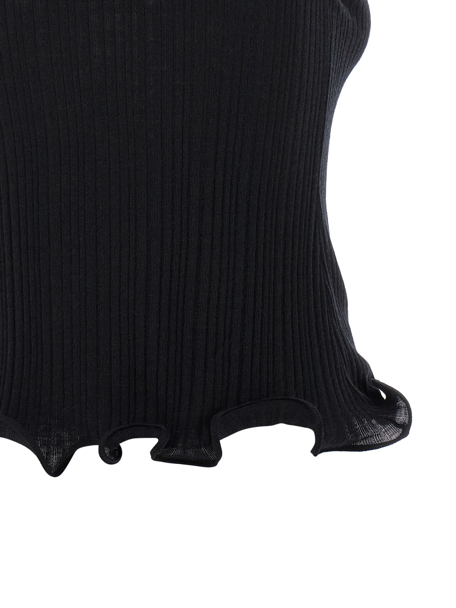 Fendi High Neck Fitted Sleeveless Top With Ruffles Clothing In Black
