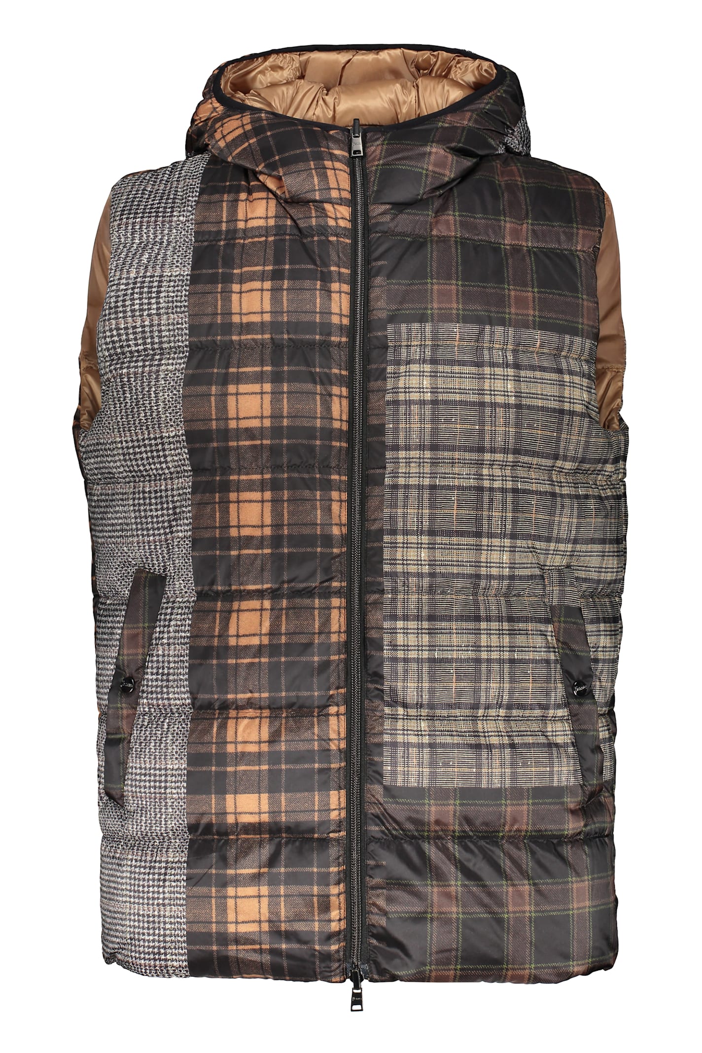 Herno Hooded Patchwork Gilet In Multi
