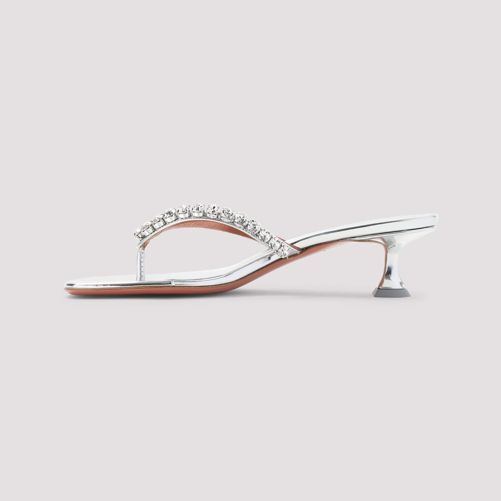 Amina Muaddi Gigi Thong Mirror Sandals In White
