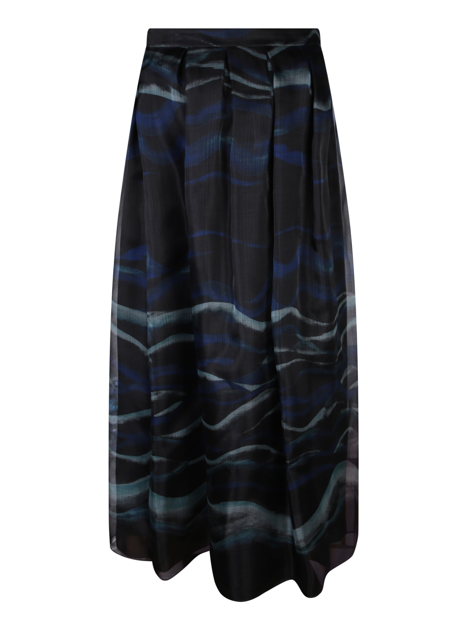Shop Giorgio Armani Blue Waves Organza Skirt