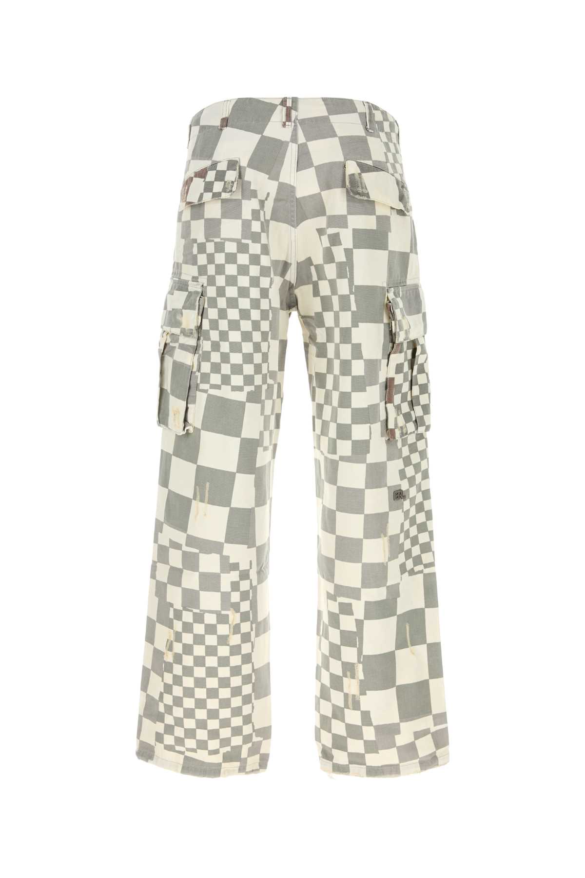 Shop Erl Printed Denim Cargo Jeans In Checker