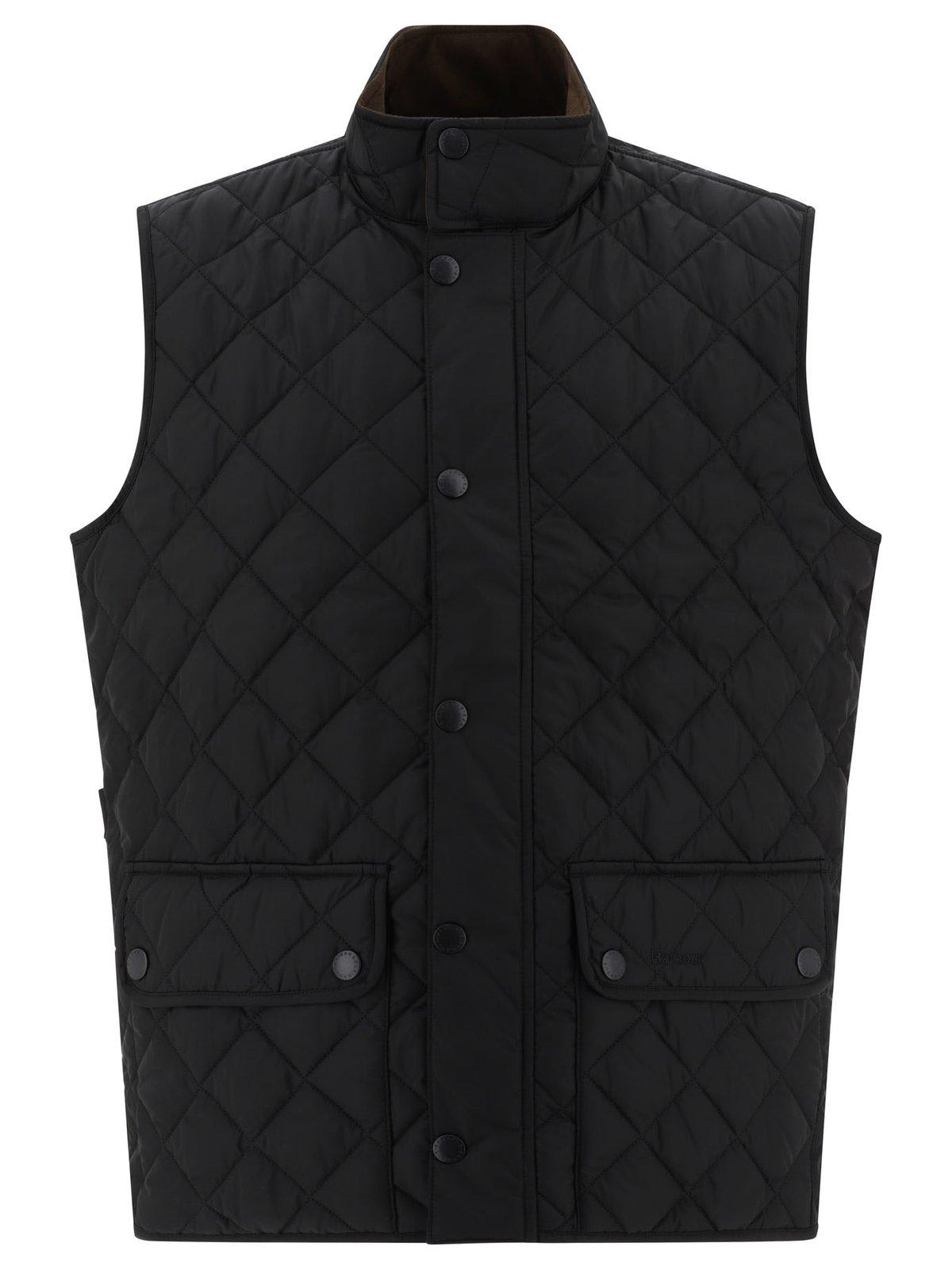 Shop Barbour Quilted Buttoned Gilet In Black
