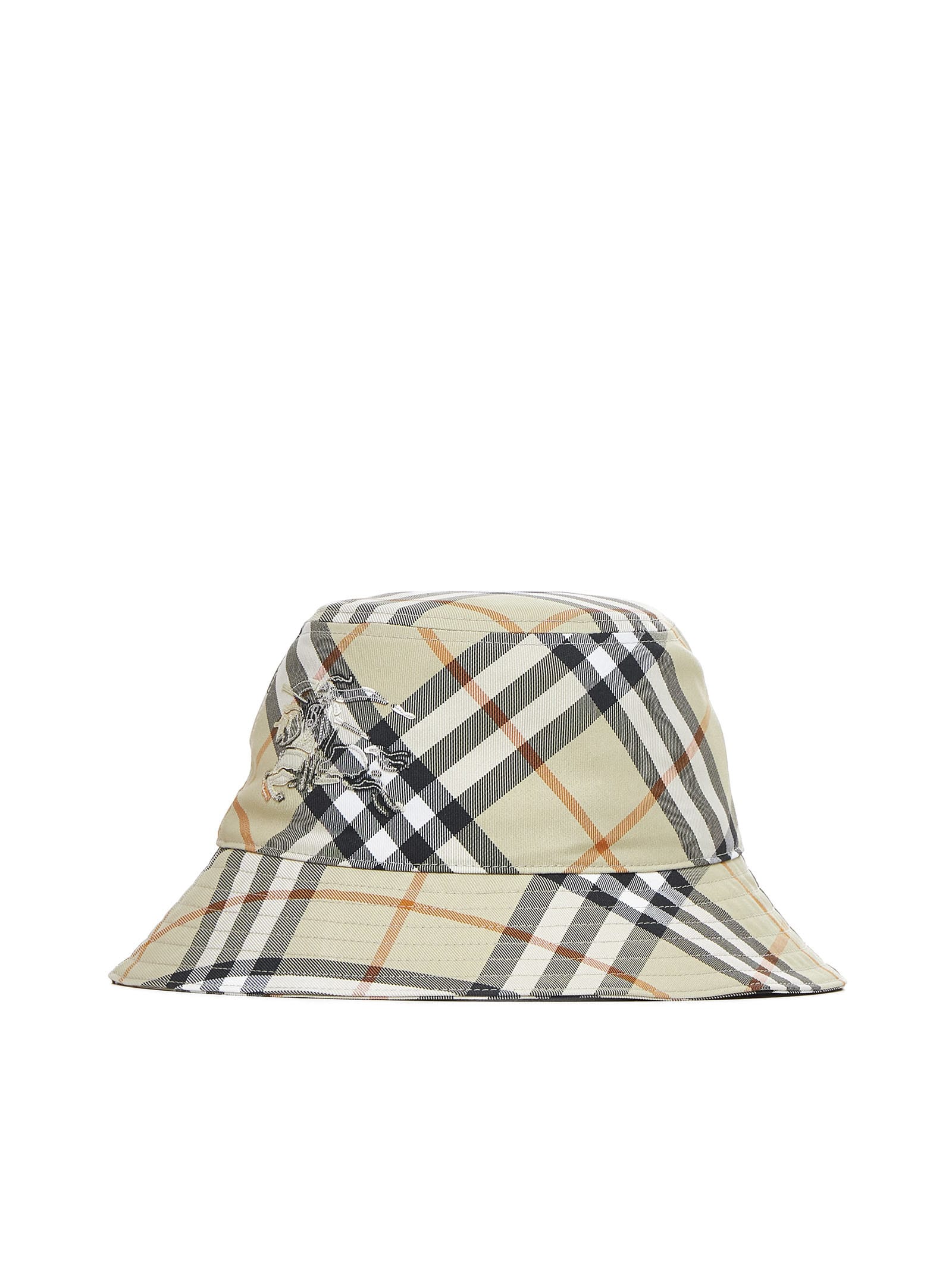 Shop Burberry Hat In Light Sage Ip Check