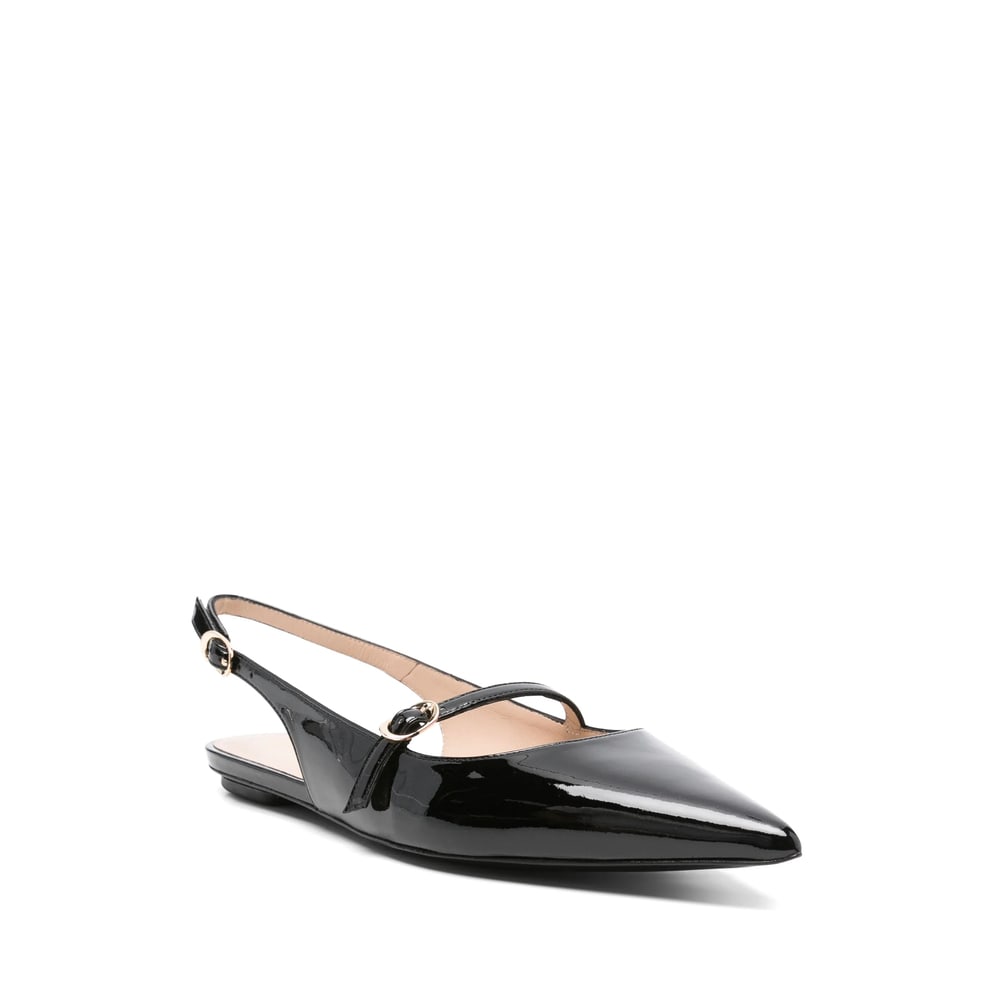 Stuart Weitzman Emilia Patent Mary Jane Slingback Ballerina Flats In Black