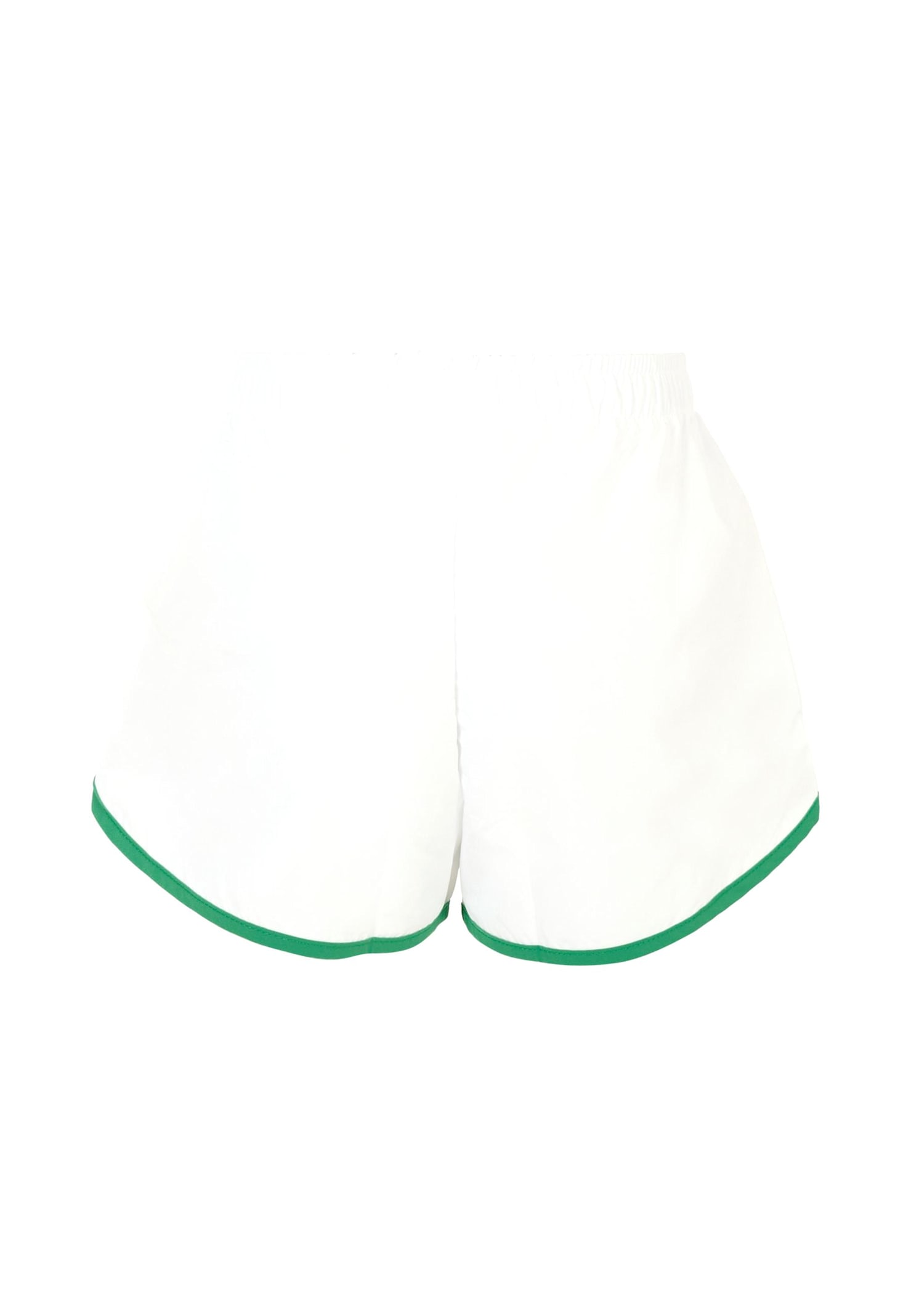 Mc2 Saint Barth White Beach Shorts For Girl With Green Logo In White