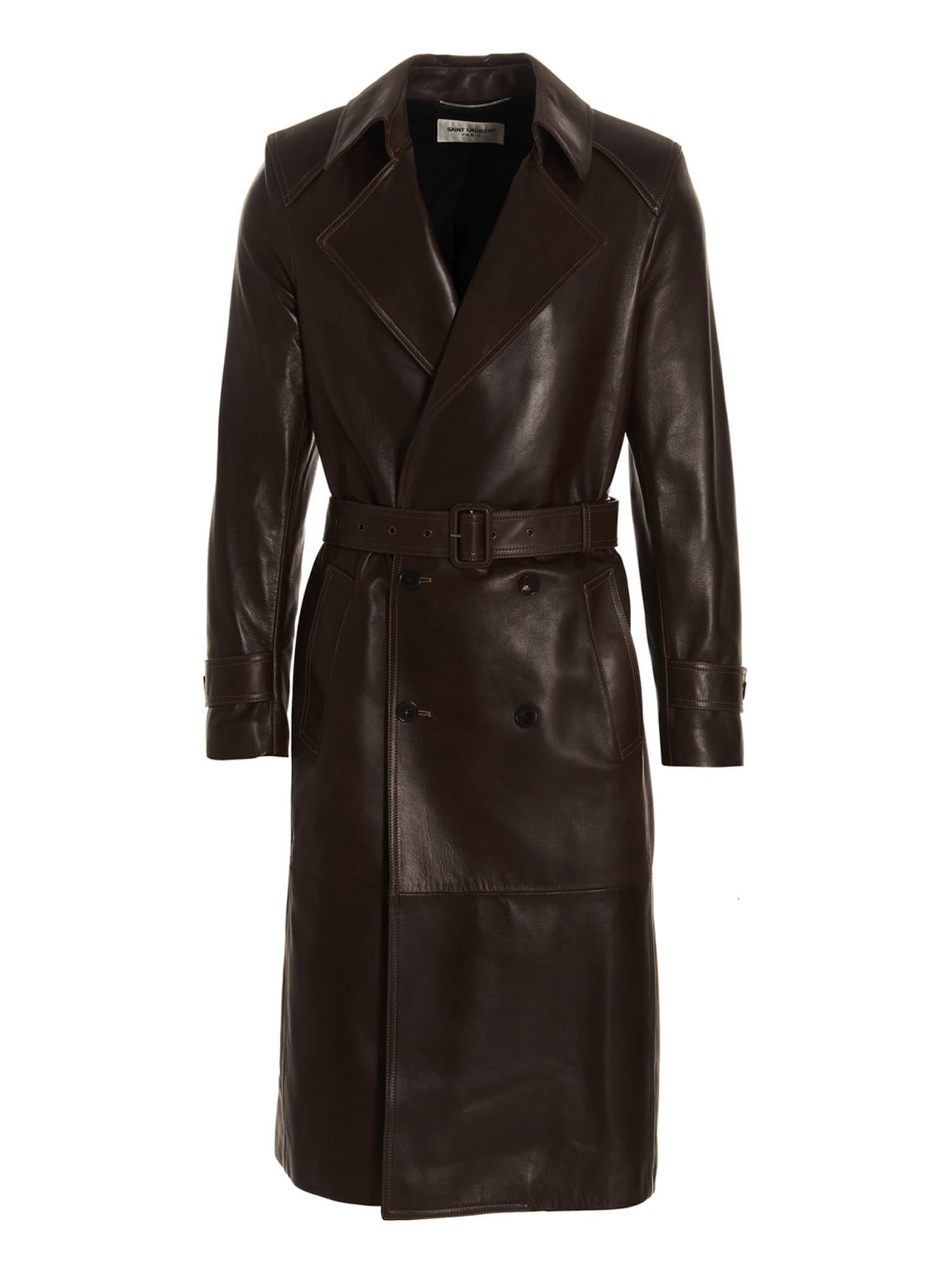 Double-breasted Leather Trench Coat