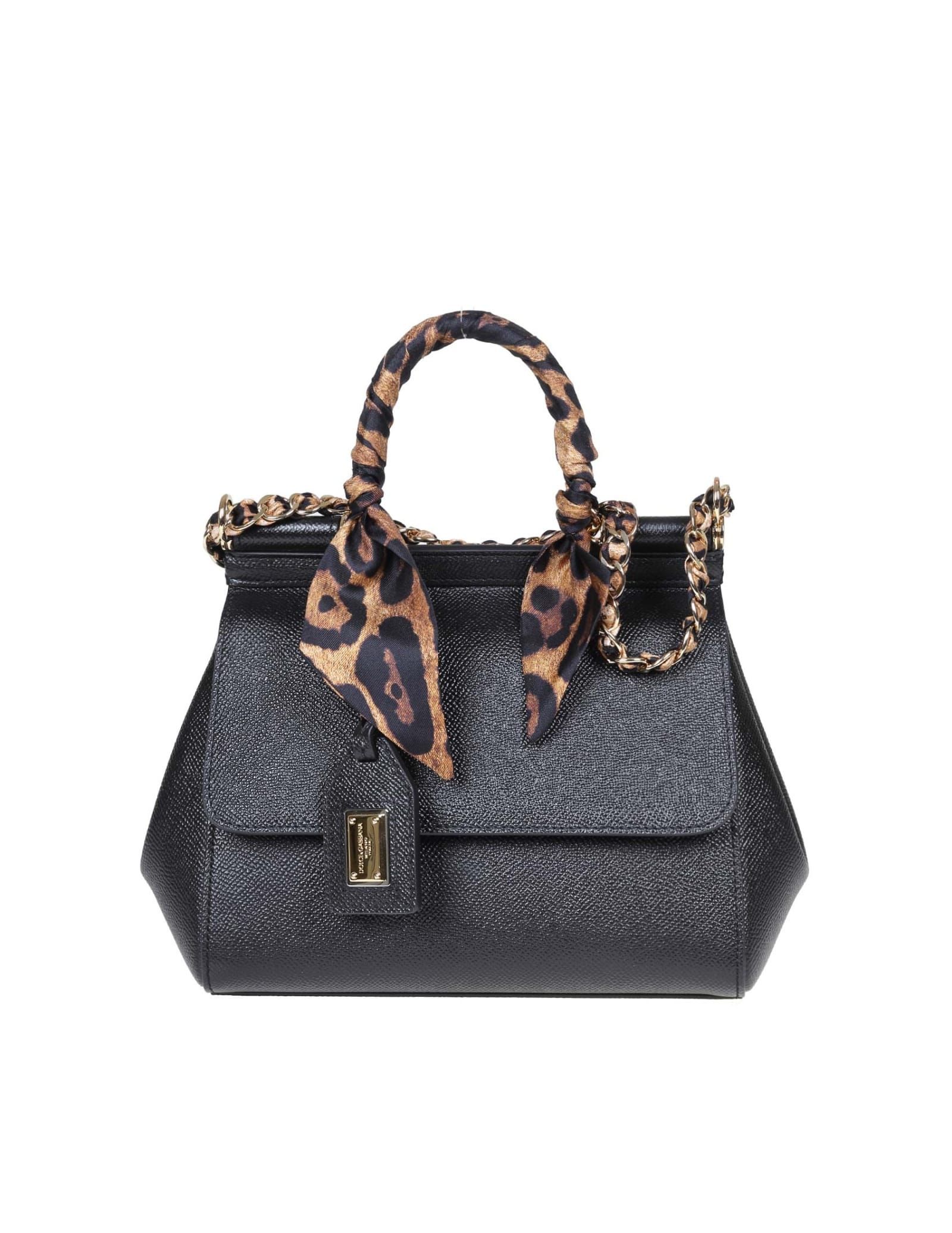 Dolce & Gabbana Sicily Leather Bag With Foulard