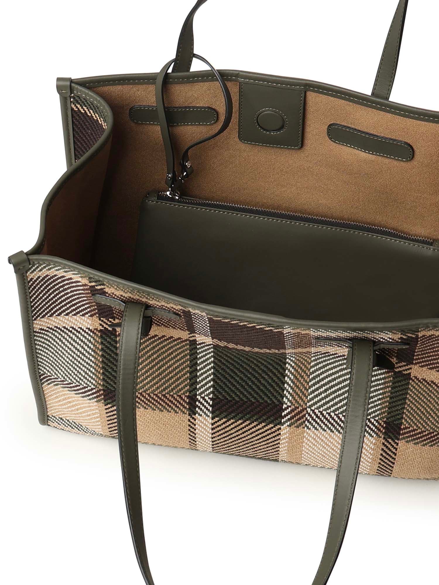 Gianni Chiarini Plaid Tote Bag Leather Handles