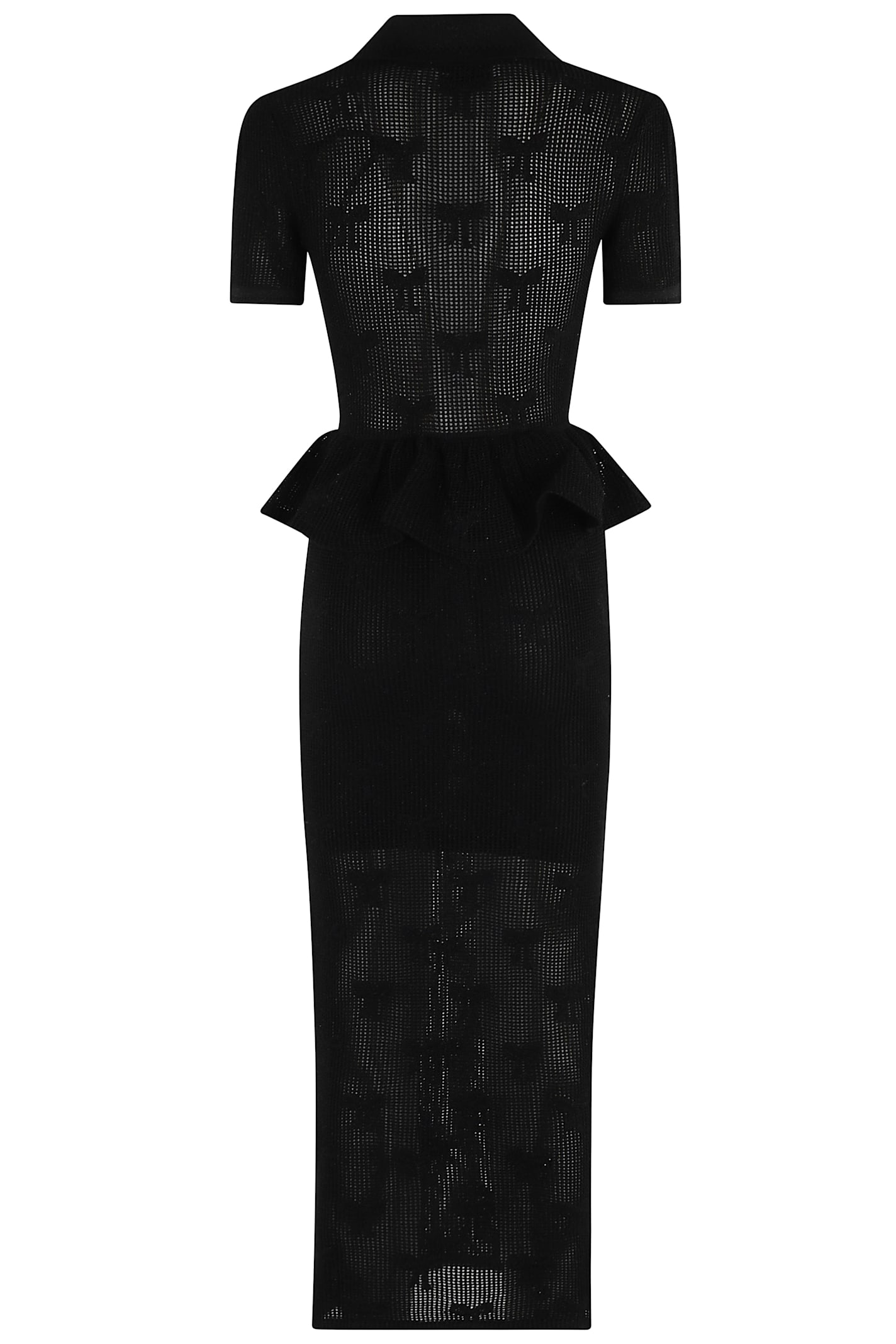 Self-portrait Bow Crochet Midi Dress In Black