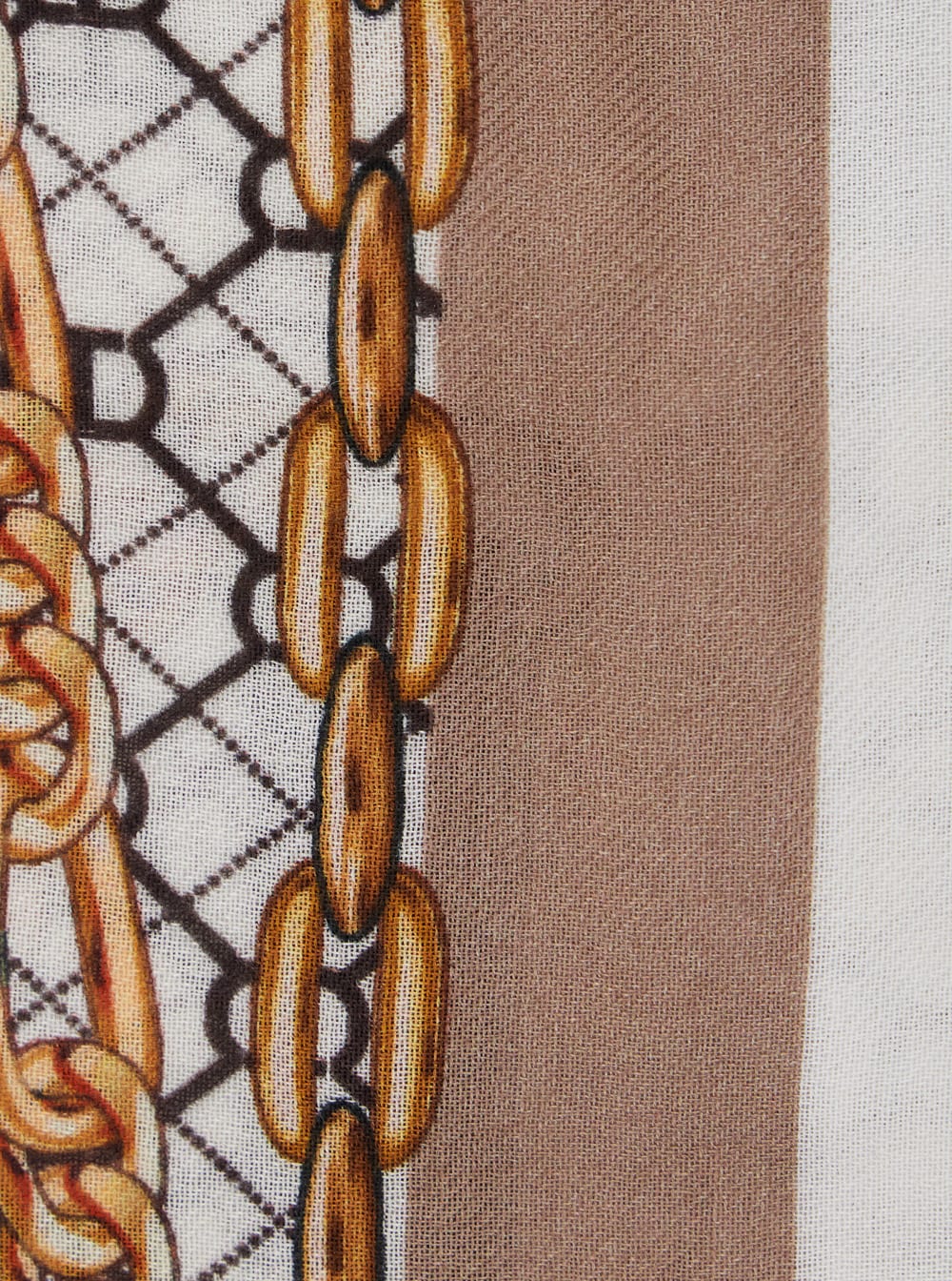 Twinset Brown Scarf With Geometric Chain Motif In Viscose Woman In Brown