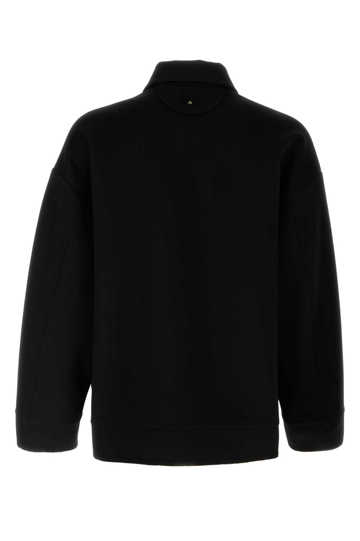 Shop Valentino Black Wool Blend Oversize Jacket In Nero