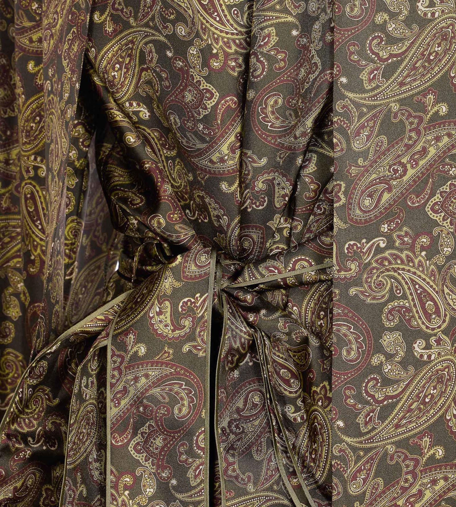 Saint Laurent Pussy-bow Belted Paisley-print Silk-twill Mini Dress