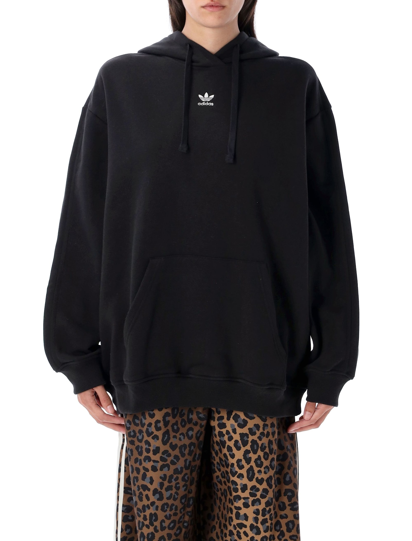 Adidas Originals Essential Oversized Fleece Hoodie In Black
